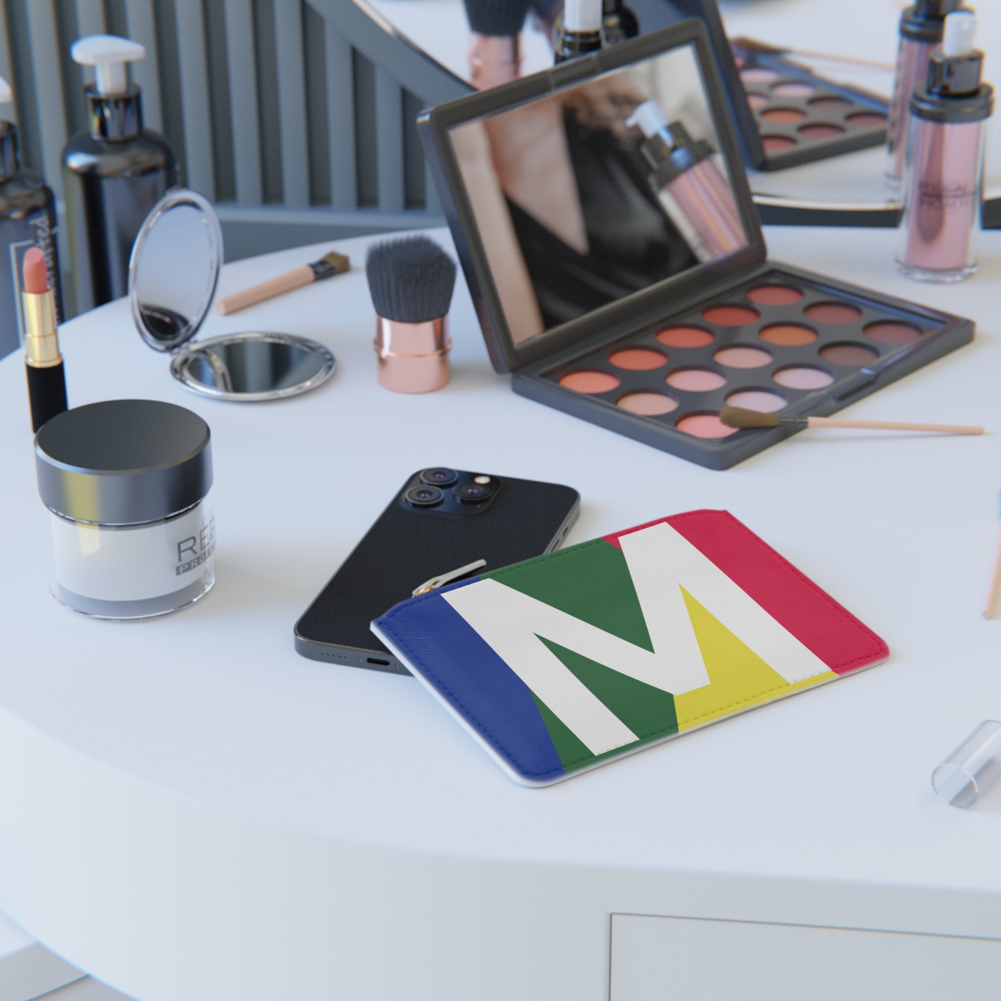 Initial M Mini Clutch — Colorblock Monogram Wristlet Wallet