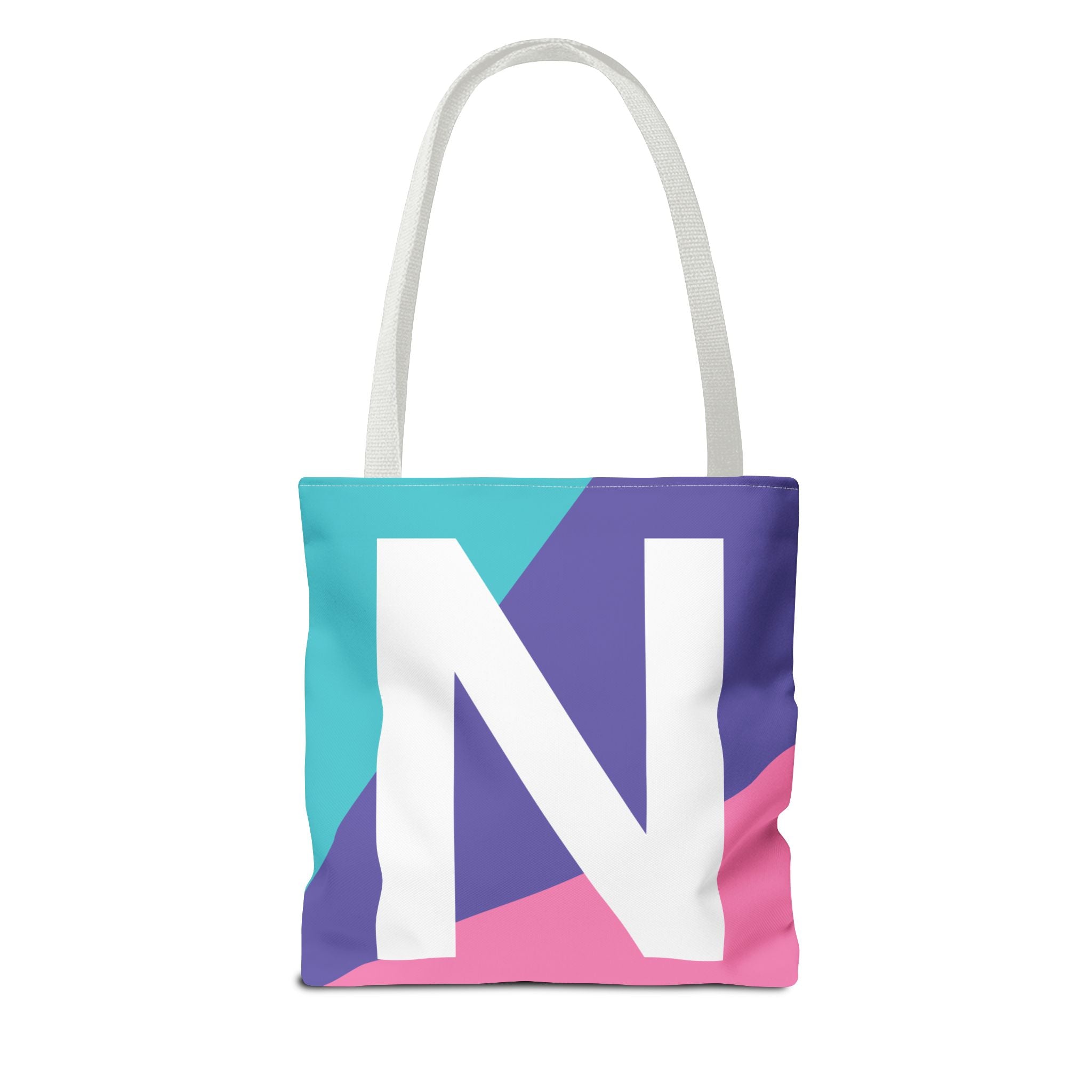 Monogram 'N' Colorblock Tote Bag — Personalized Initial N Shoulder Tote