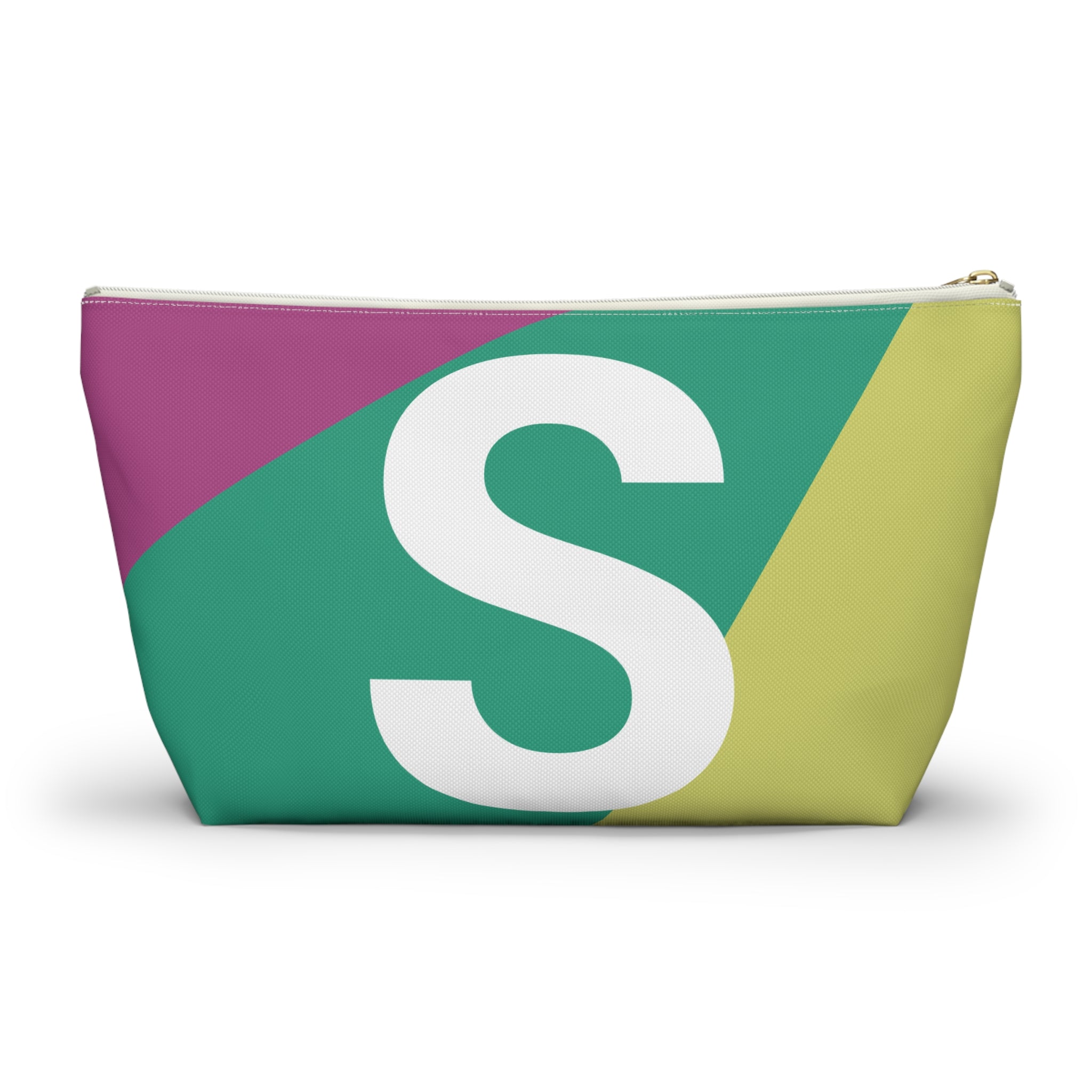 Initials Colorblock Accessory Pouch — Monogram S T-Bottom Cosmetic Bag