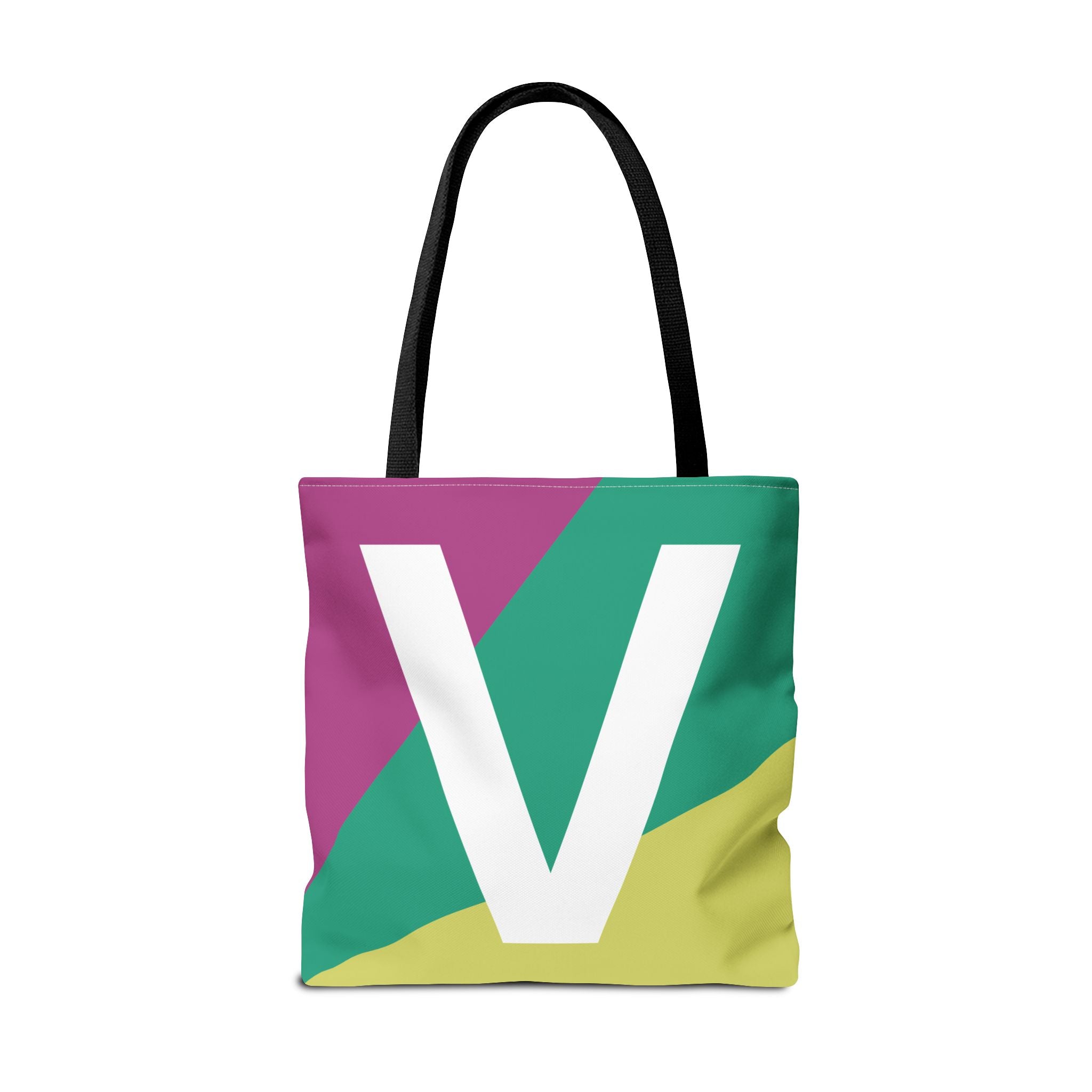 Monogram 'V' Colorblock Tote Bag — Personalized Initial V Shoulder Tote