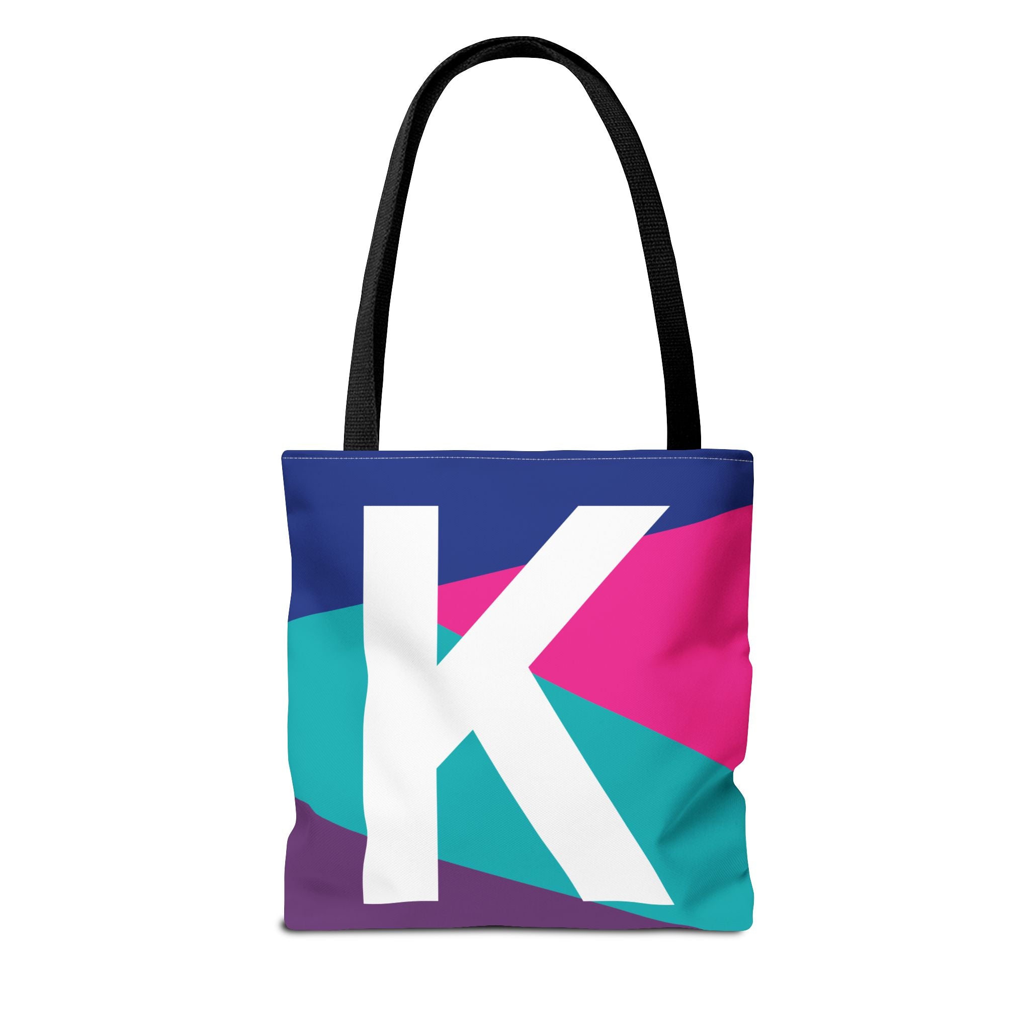 Monogram 'K' Colorblock Tote Bag — Personalized Initial K Shoulder Tote