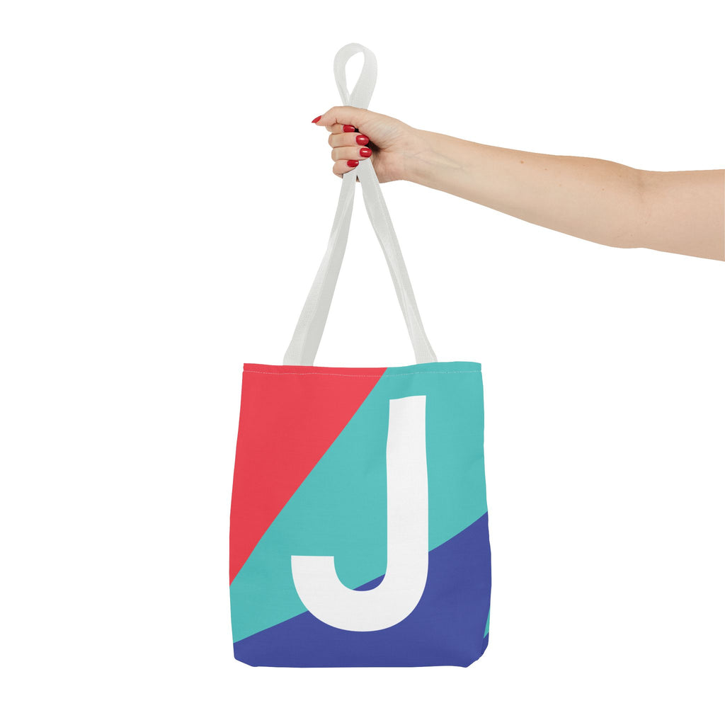 Monogram 'J' Colorblock Tote Bag — Personalized Initial J Shoulder Tote