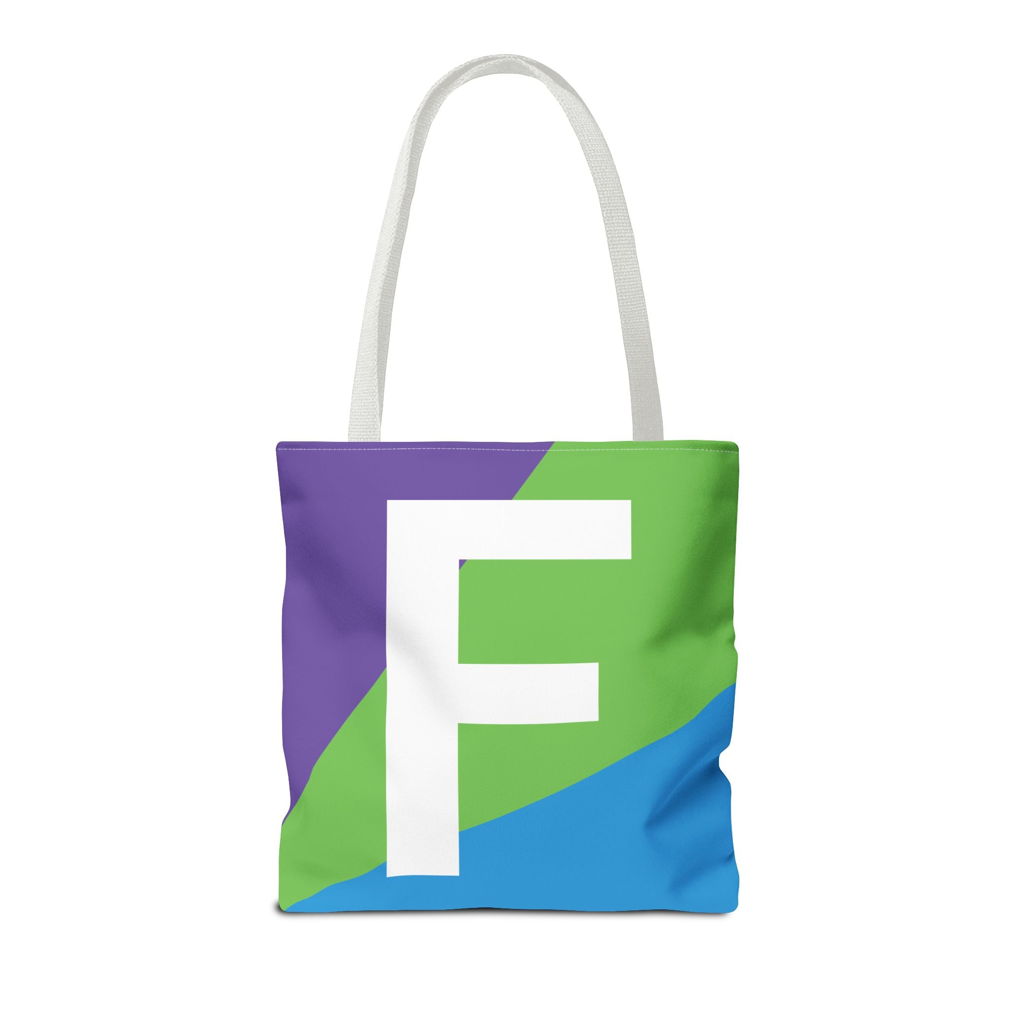 Monogram 'F' Colorblock Tote Bag — Personalized Initial F Shoulder Tote