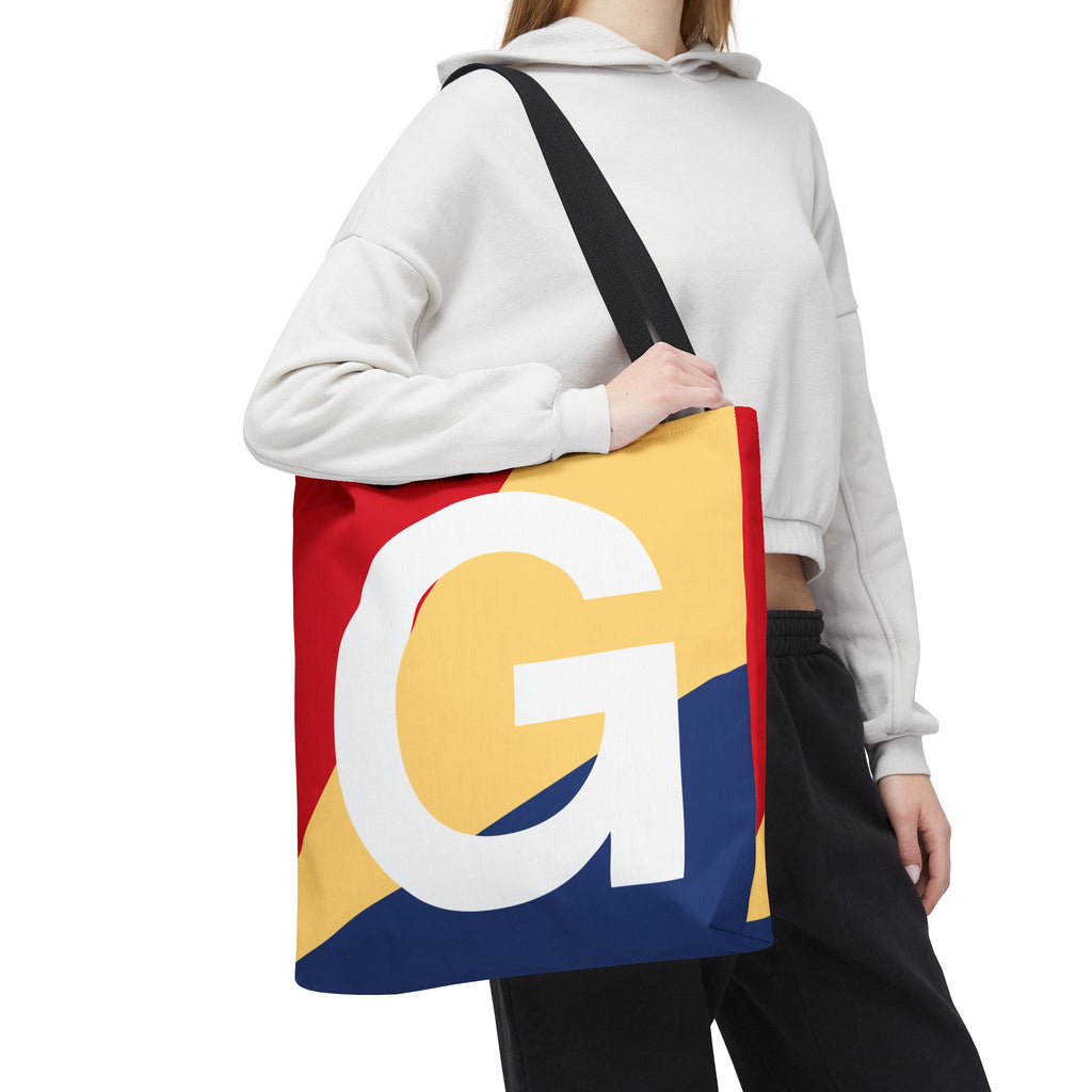 Monogram 'G' Colorblock Tote Bag — Personalized Initial G Shoulder Tote