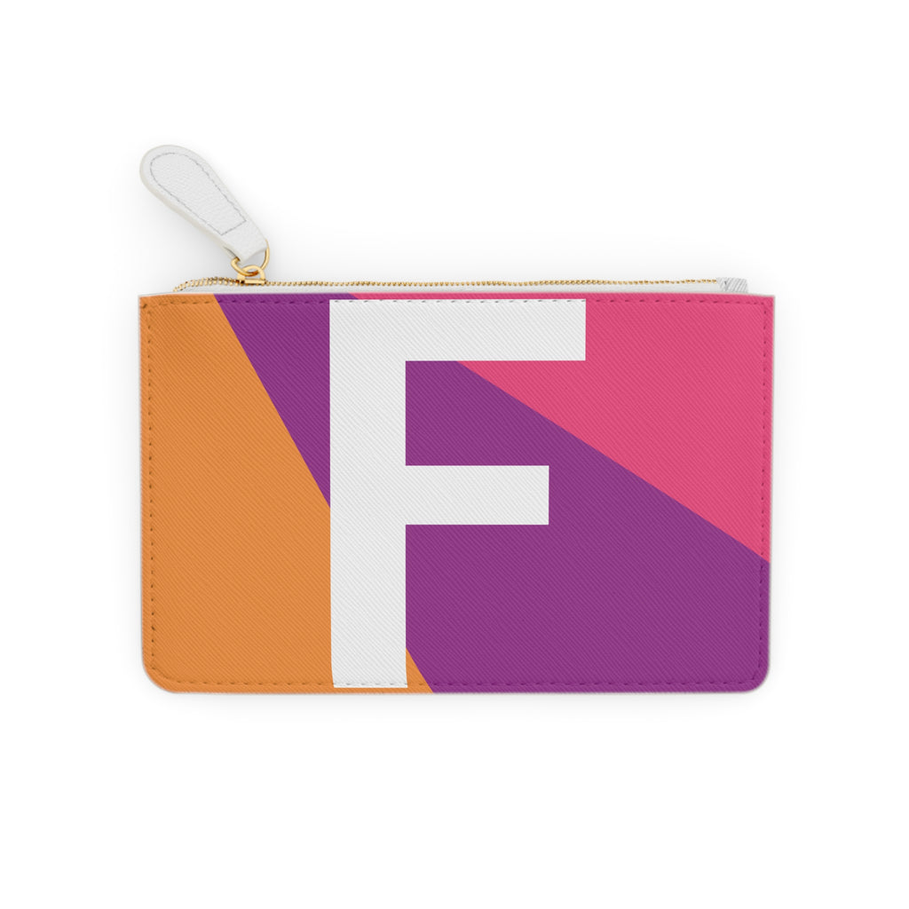 Initial F Mini Clutch — Colorblock Monogram Wristlet Wallet