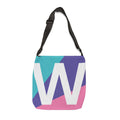 Letter 'W' Colorblock Adjustable Tote Bag — Monogram Alphabet Shoulder Bag