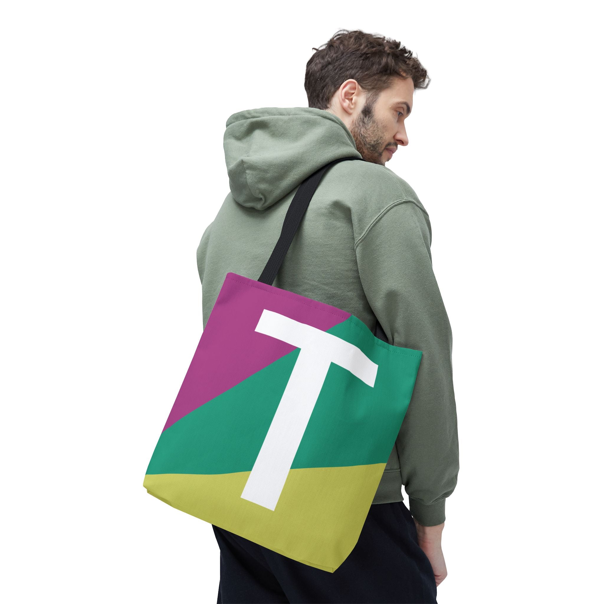 Monogram 'T' Colorblock Tote Bag — Personalized Initial T Shoulder Tote