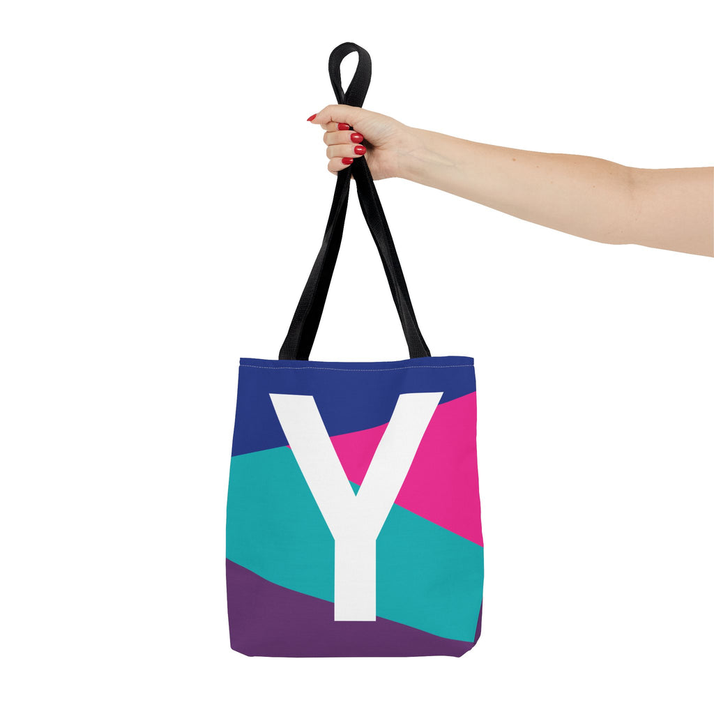 Monogram 'Y' Colorblock Tote Bag — Personalized Initial Y Shoulder Tote