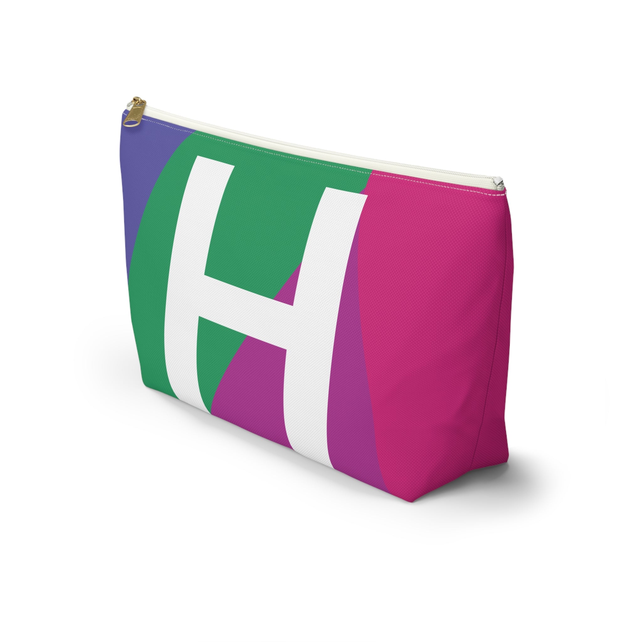 Initials Colorblock Accessory Pouch — Monogram H T-Bottom Cosmetic Bag