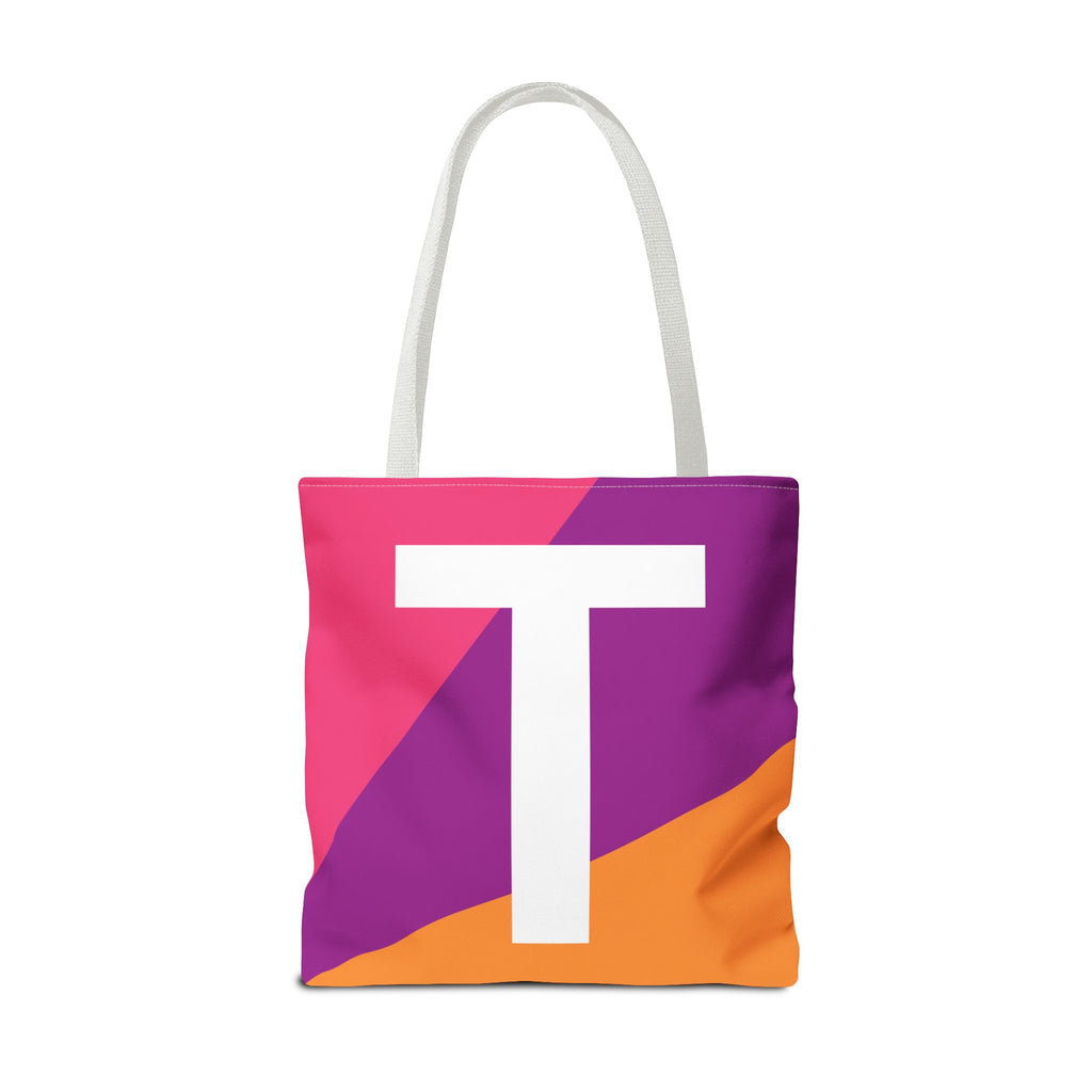 Monogram 'T' Colorblock Tote Bag — Personalized Initial T Shoulder Tote