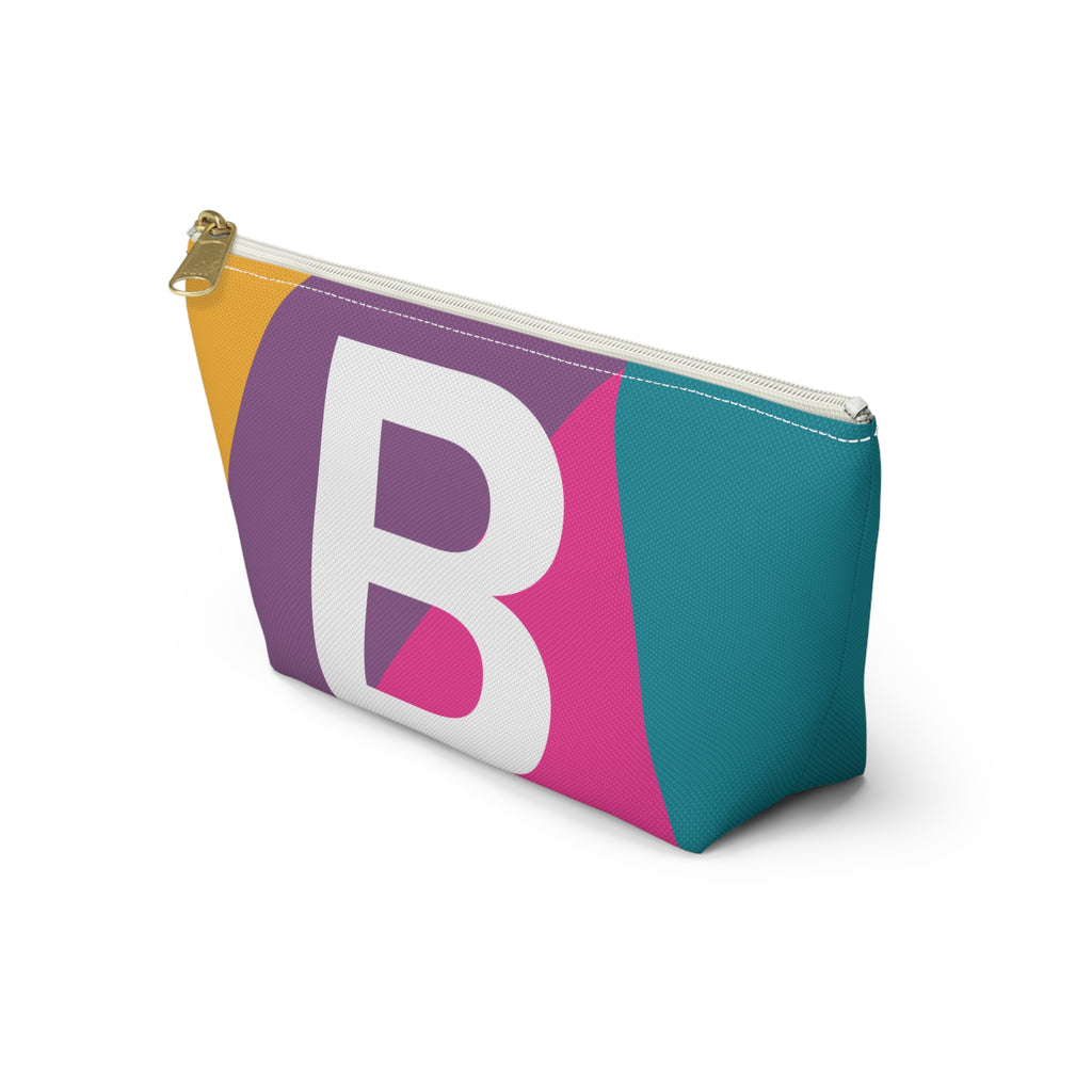 Initials Colorblock Accessory Pouch — Monogram B T-Bottom Cosmetic Bag