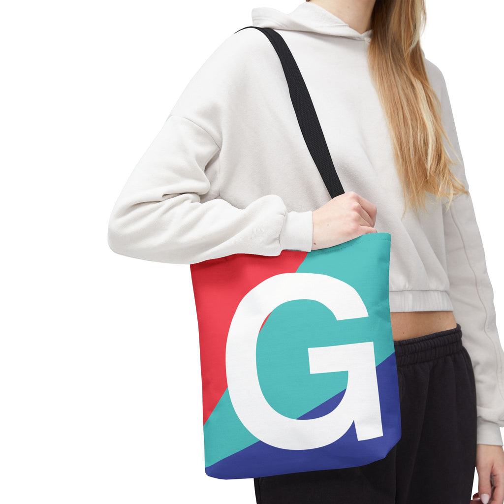 Monogram 'G' Colorblock Tote Bag — Personalized Initial G Shoulder Tote