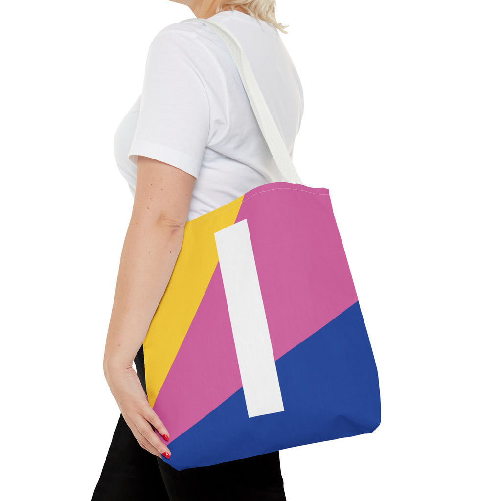 Monogram 'I' Colorblock Tote Bag — Personalized Initial I Shoulder Tote