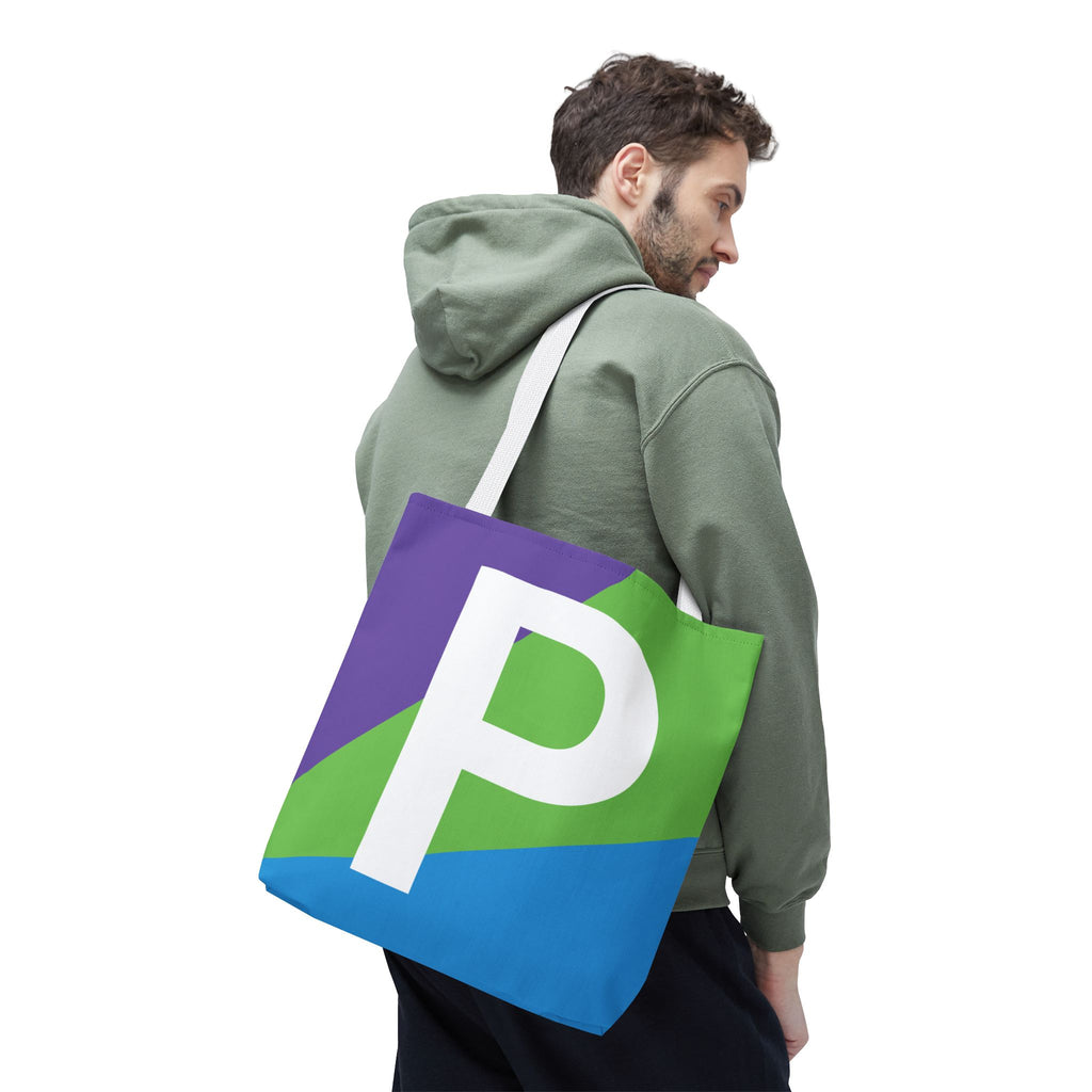 Monogram 'P' Colorblock Tote Bag — Personalized Initial P Shoulder Tote