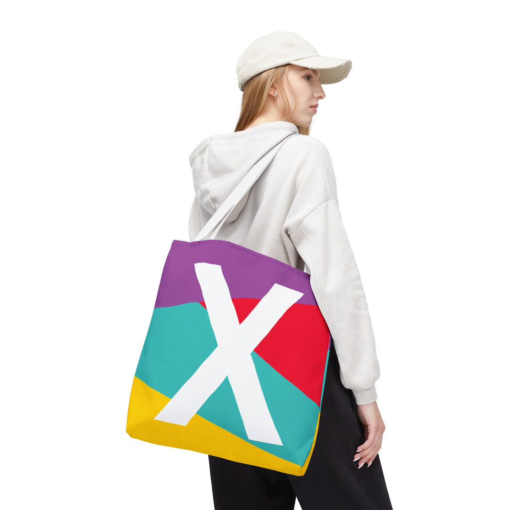 Monogram 'X' Colorblock Tote Bag — Personalized Initial X Shoulder Tote