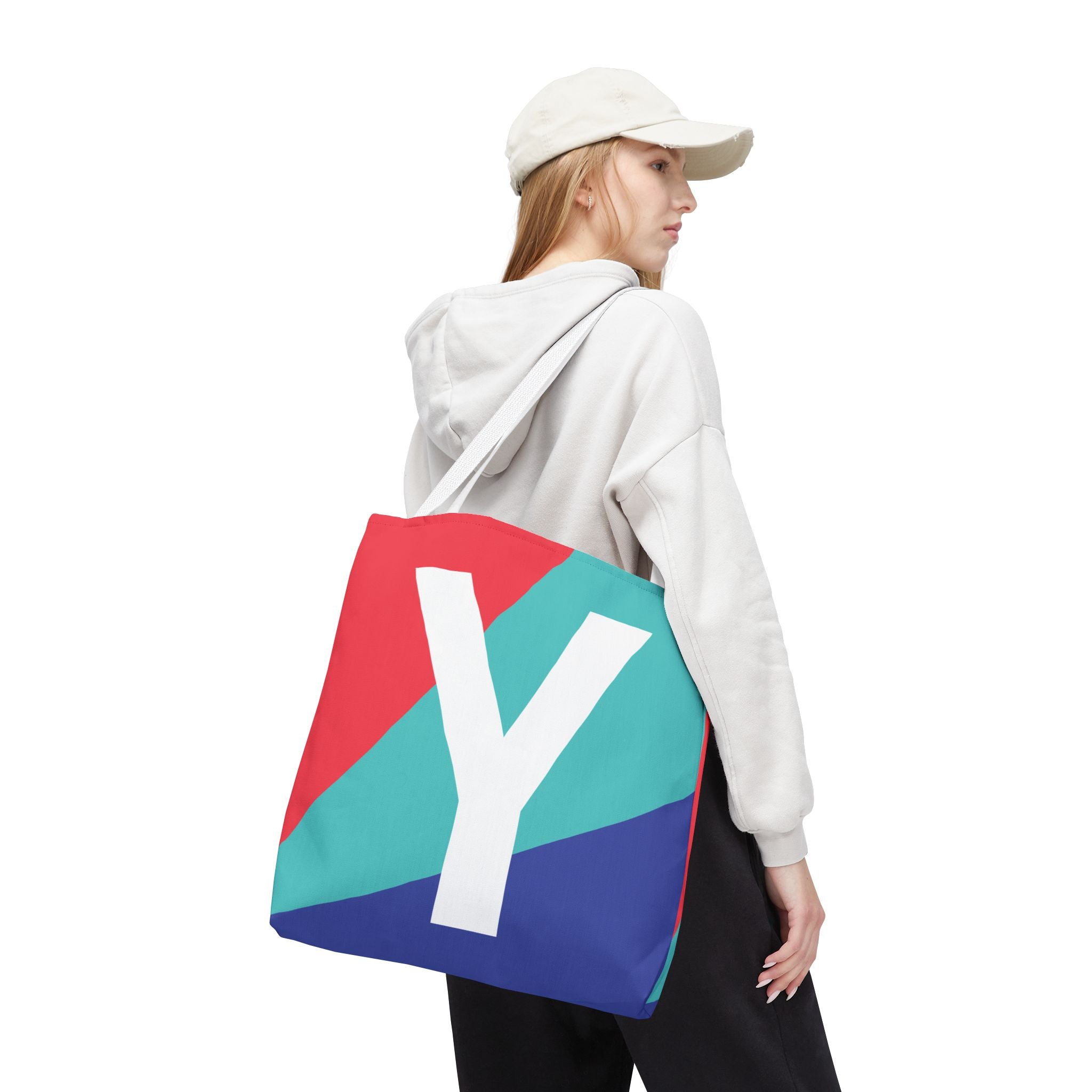 Monogram 'Y' Colorblock Tote Bag — Personalized Initial Y Shoulder Tote