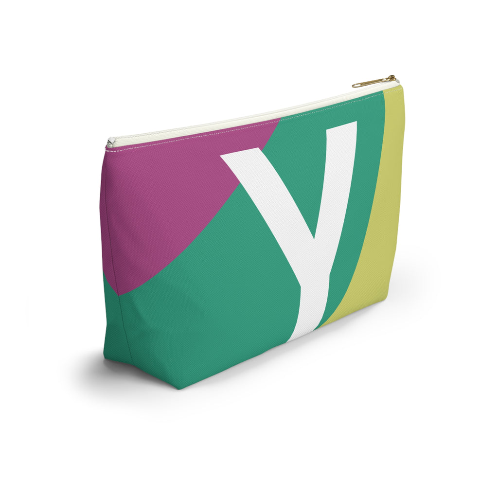 Initials Colorblock Accessory Pouch — Monogram Y T-Bottom Cosmetic Bag