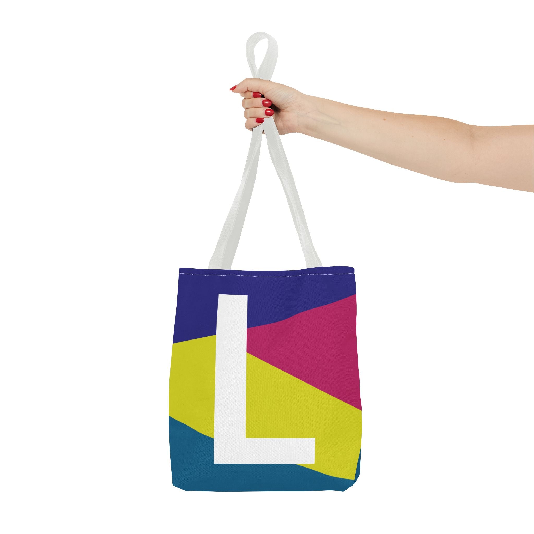 Monogram 'L' Colorblock Tote Bag — Personalized Initial L Shoulder Tote