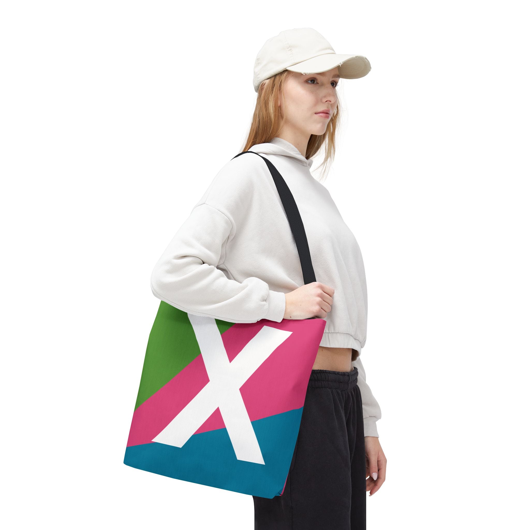 Monogram 'X' Colorblock Tote Bag — Personalized Initial X Shoulder Tote