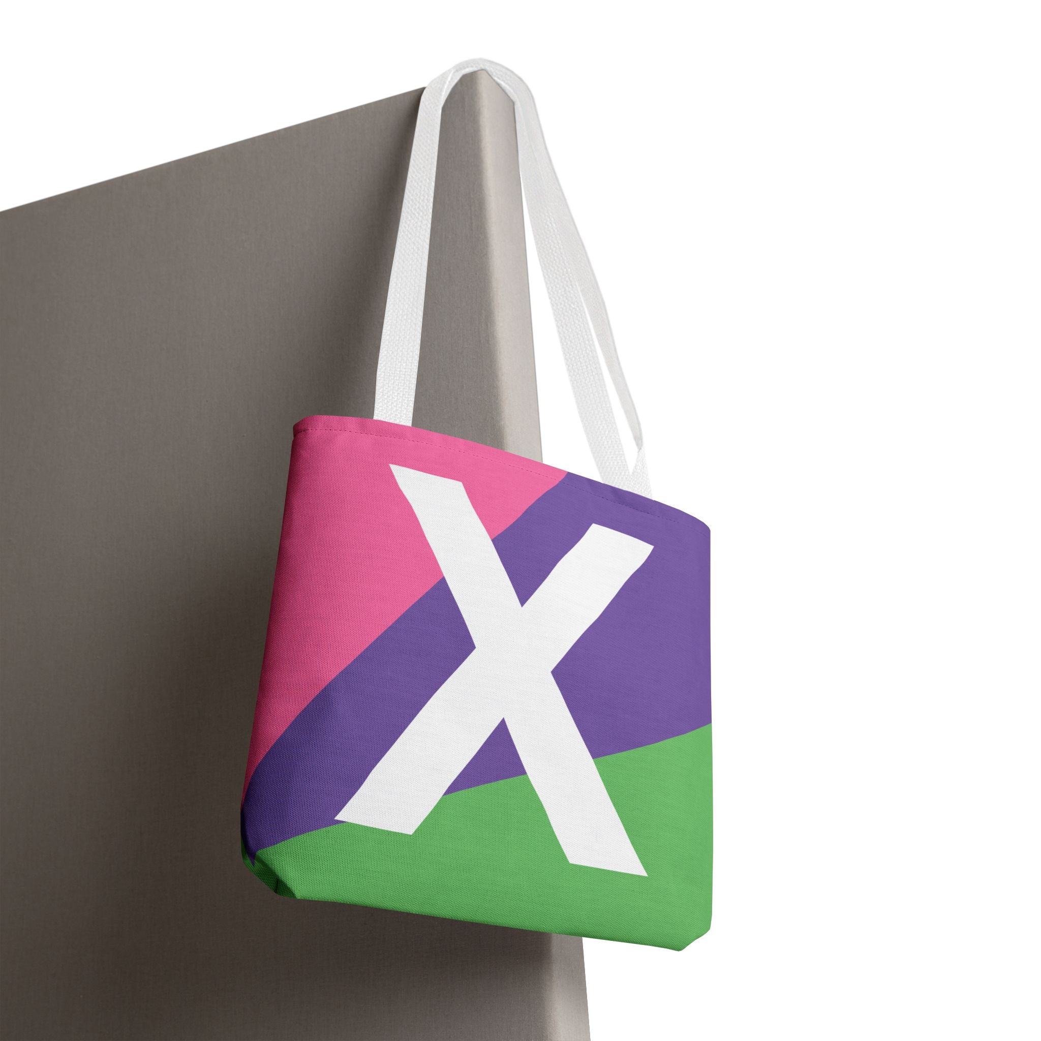 Monogram 'X' Colorblock Tote Bag — Personalized Initial X Shoulder Tote