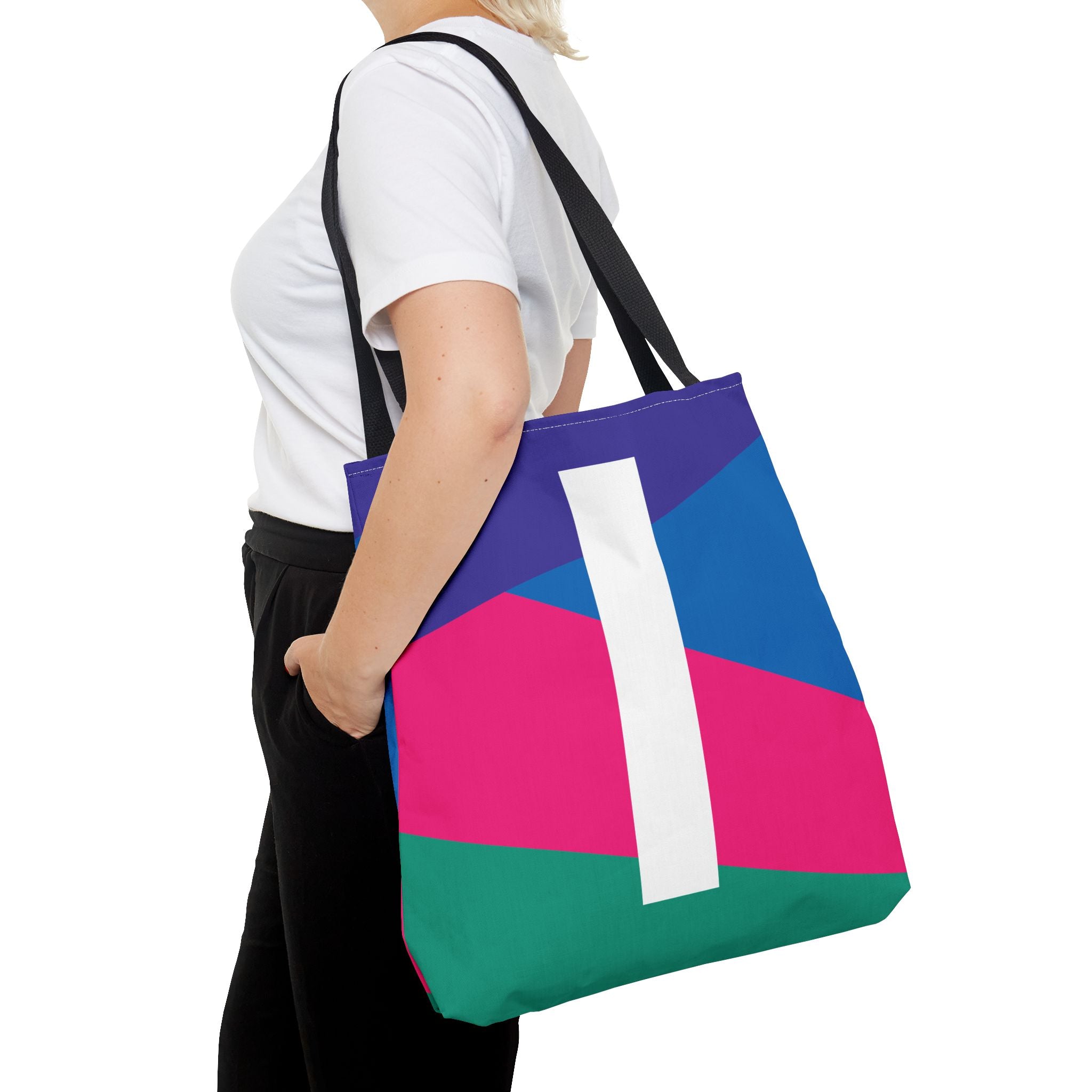 Monogram 'I' Colorblock Tote Bag — Personalized Initial I Shoulder Tote