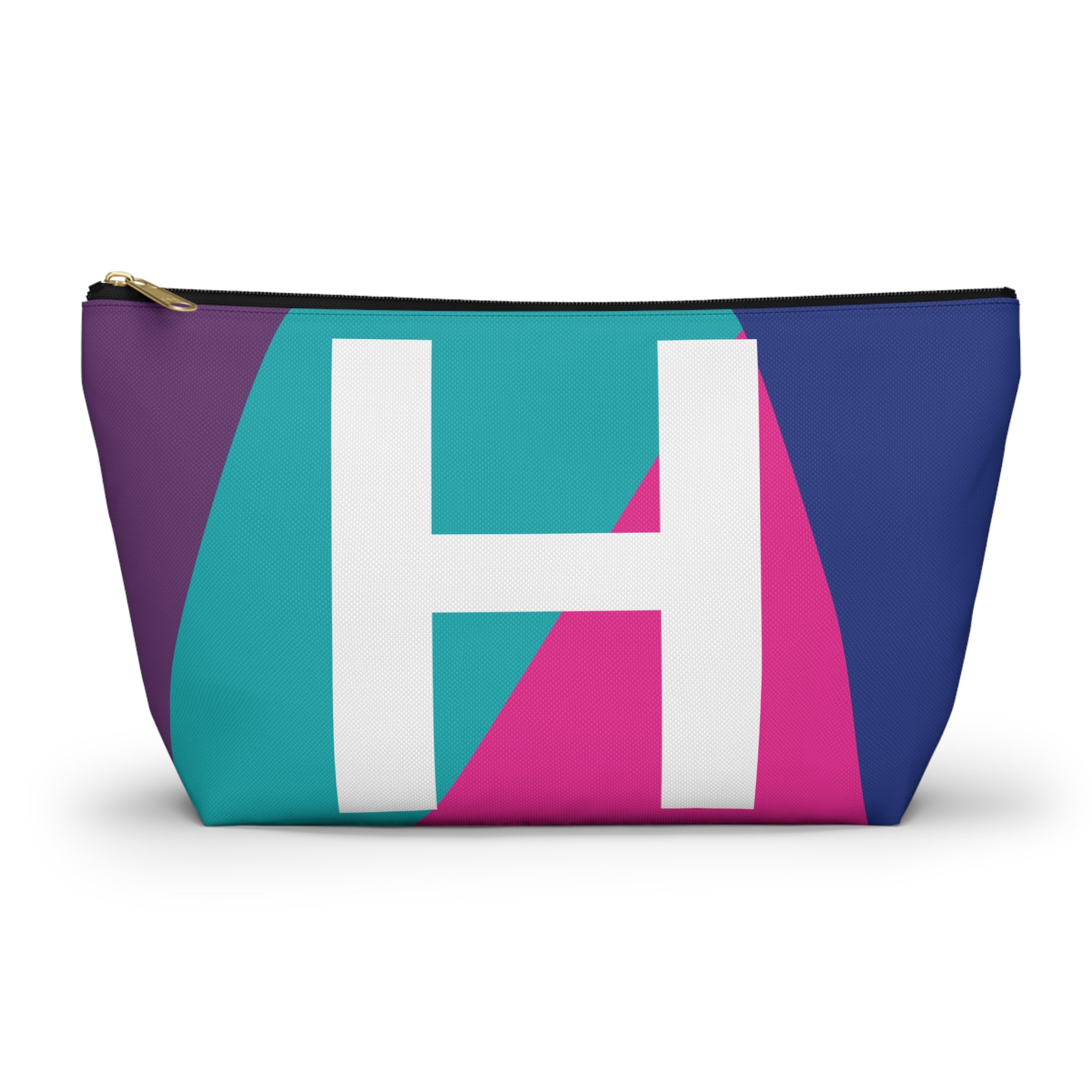 Initials Colorblock Accessory Pouch — Monogram H T-Bottom Cosmetic Bag