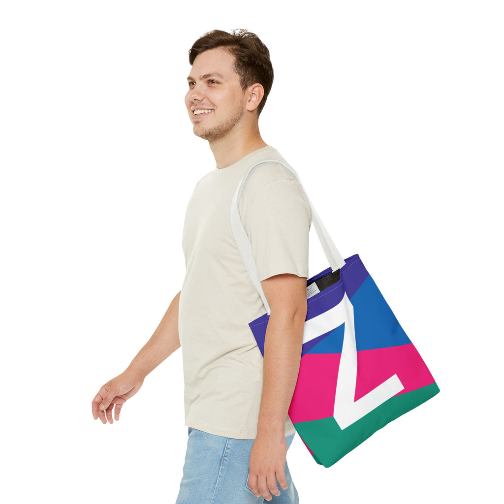 Monogram 'Z' Colorblock Tote Bag — Personalized Initial Z Shoulder Tote