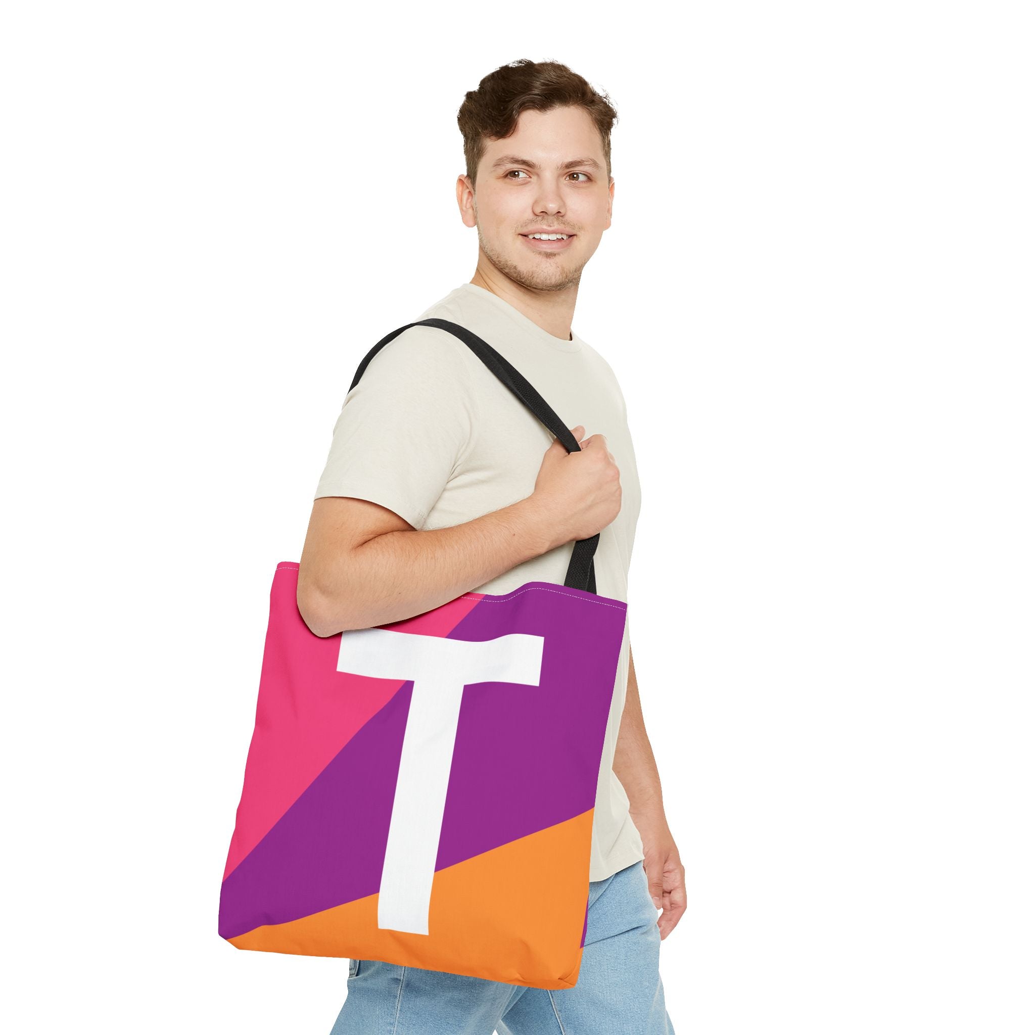 Monogram 'T' Colorblock Tote Bag — Personalized Initial T Shoulder Tote