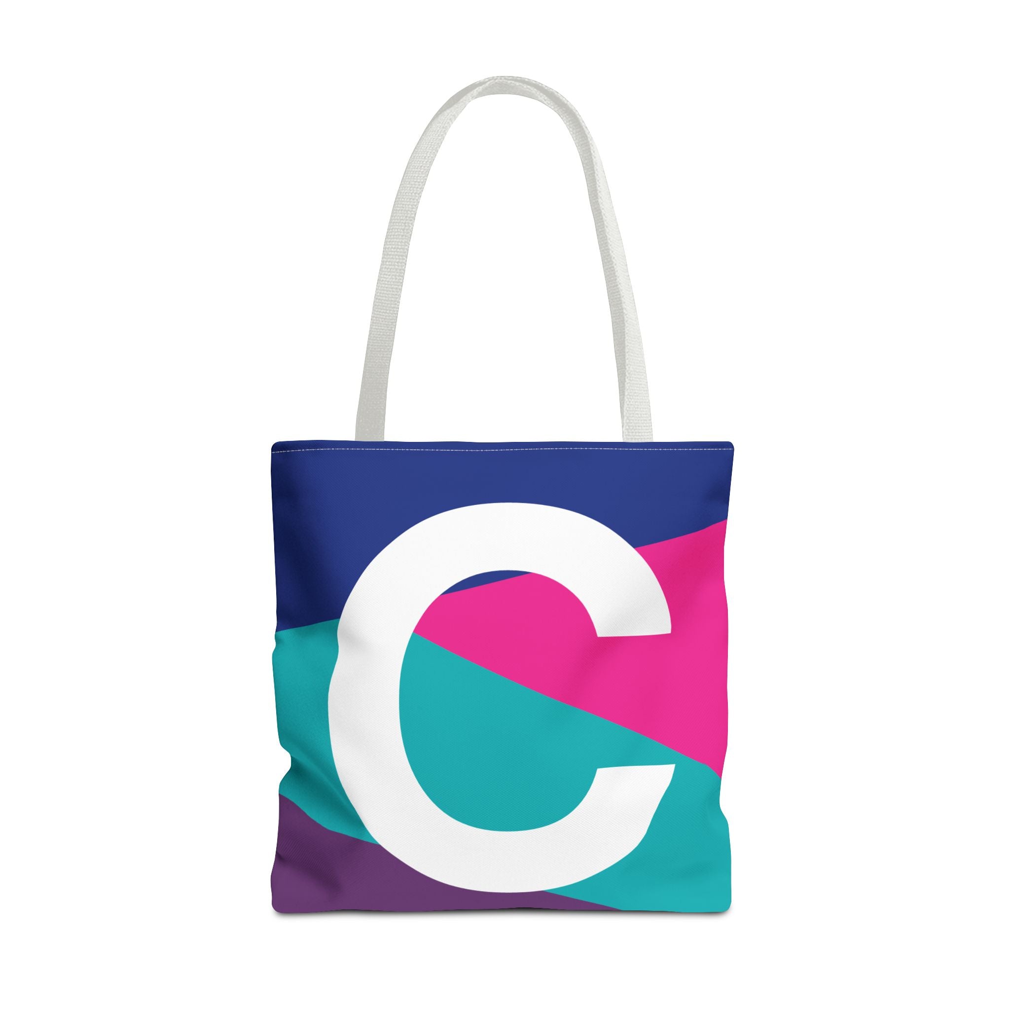 Monogram 'C' Colorblock Tote Bag — Personalized Initial C Shoulder Tote