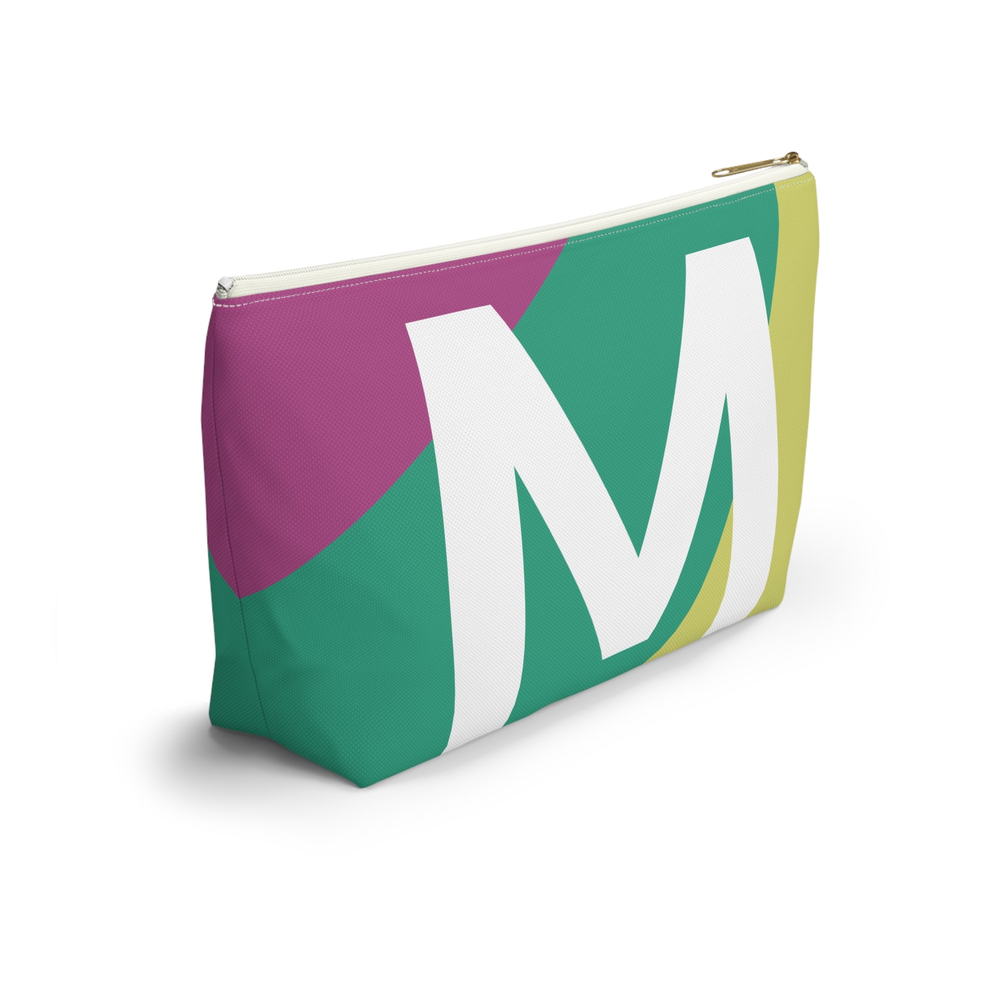 Initials Colorblock Accessory Pouch — Monogram M T-Bottom Cosmetic Bag