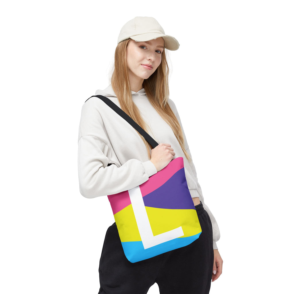 Monogram 'L' Colorblock Tote Bag — Personalized Initial L Shoulder Tote