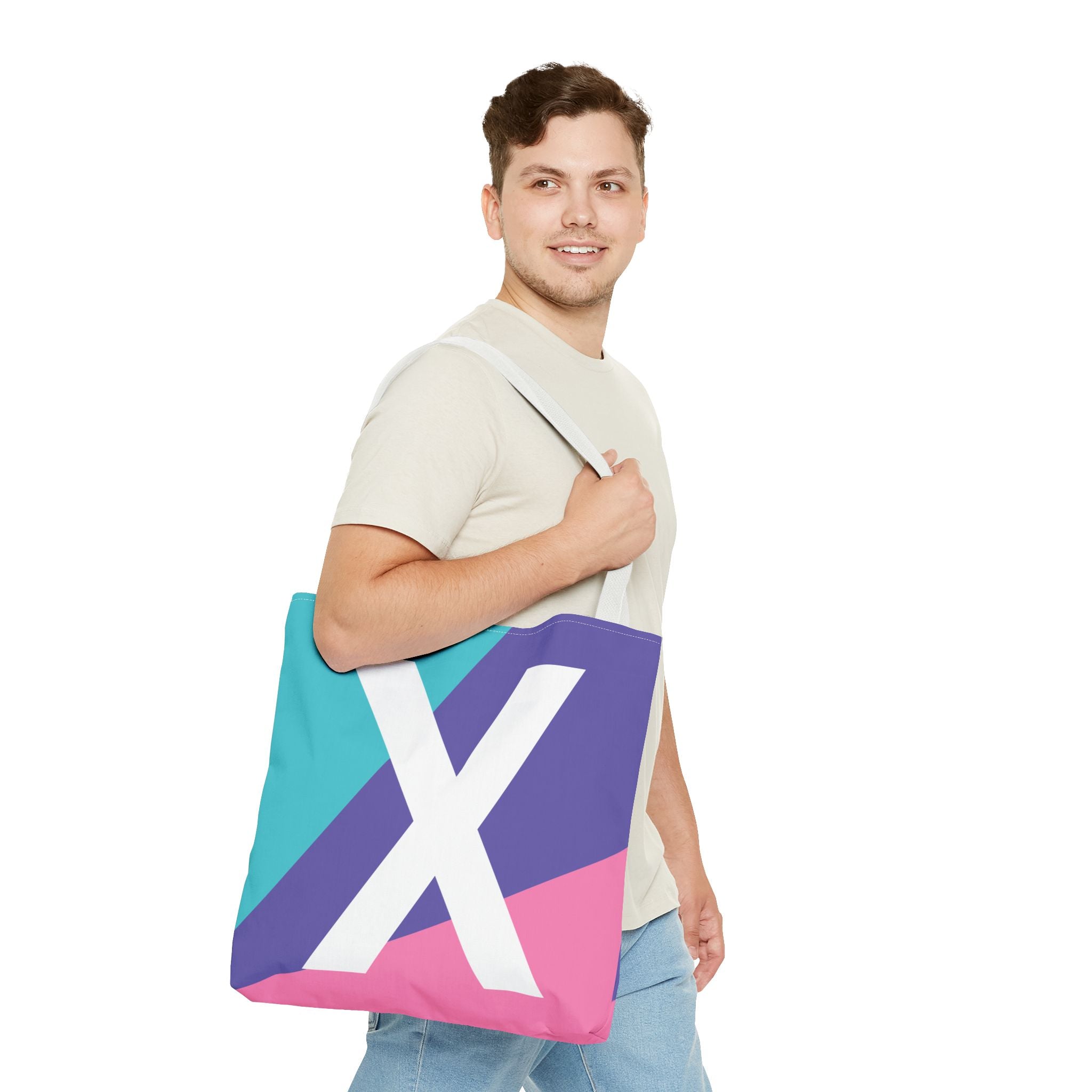 Monogram 'X' Colorblock Tote Bag — Personalized Initial X Shoulder Tote