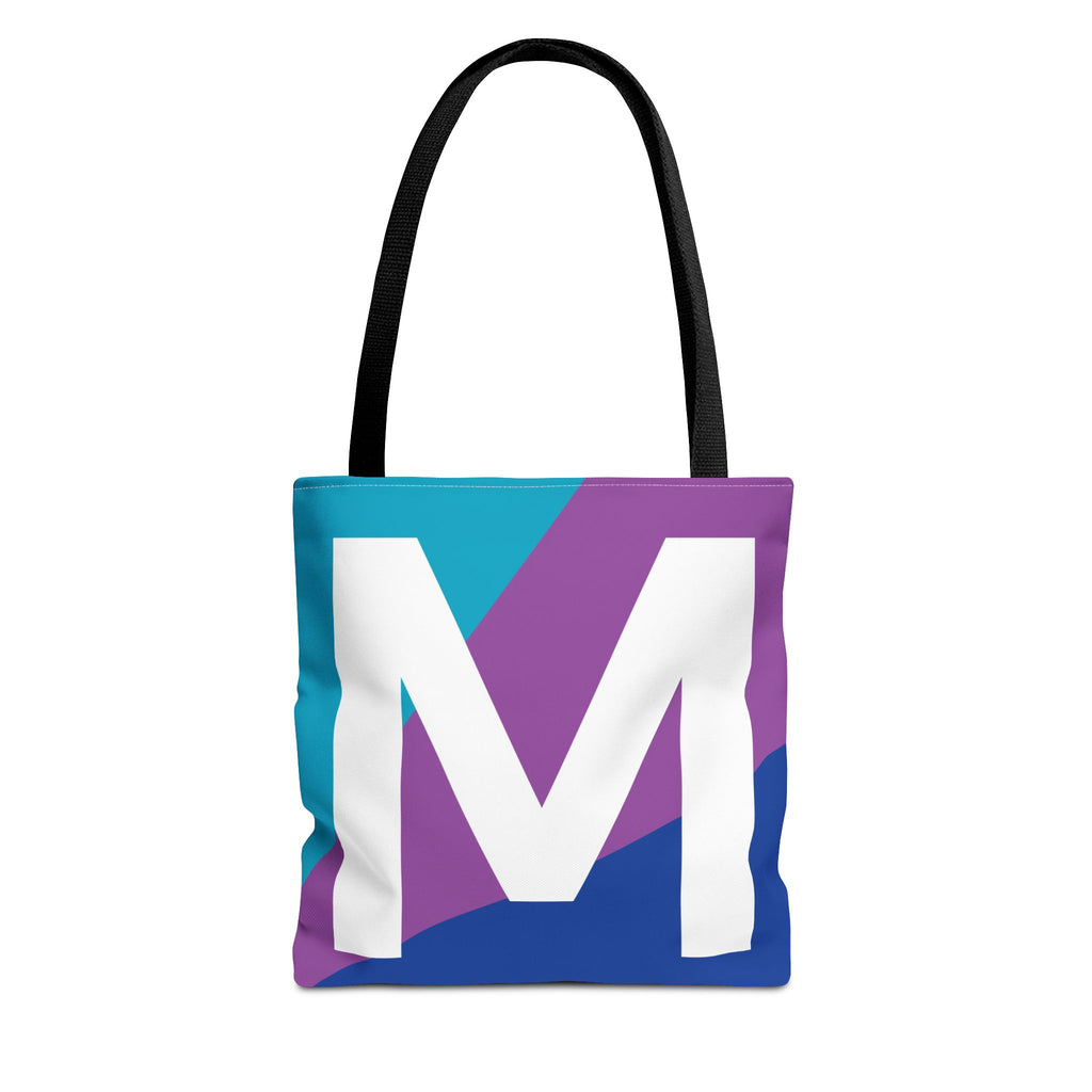 Monogram 'M' Colorblock Tote Bag — Personalized Initial M Shoulder Tote