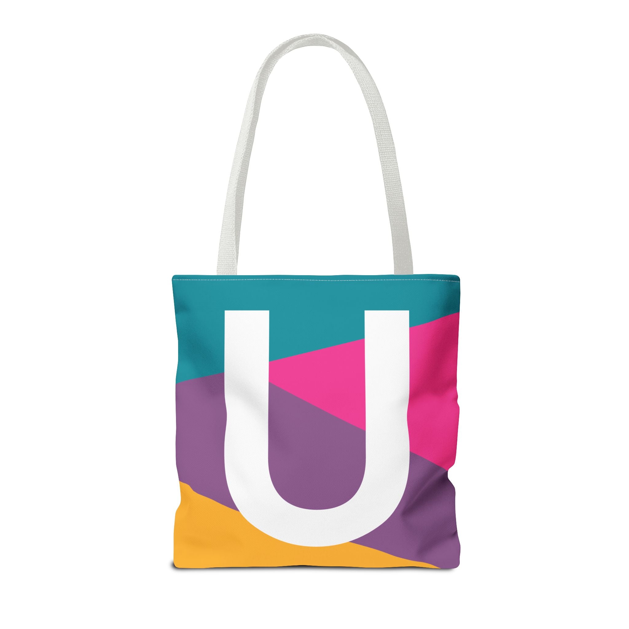Monogram 'U' Colorblock Tote Bag — Personalized Initial U Shoulder Tote