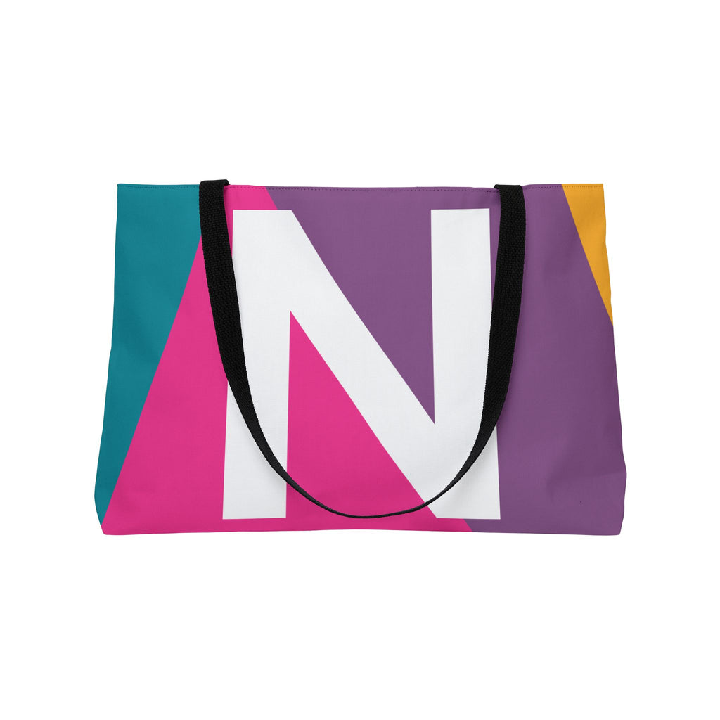 Personalized 'N' Colorblock Tote Bag — Monogram Weekender Tote