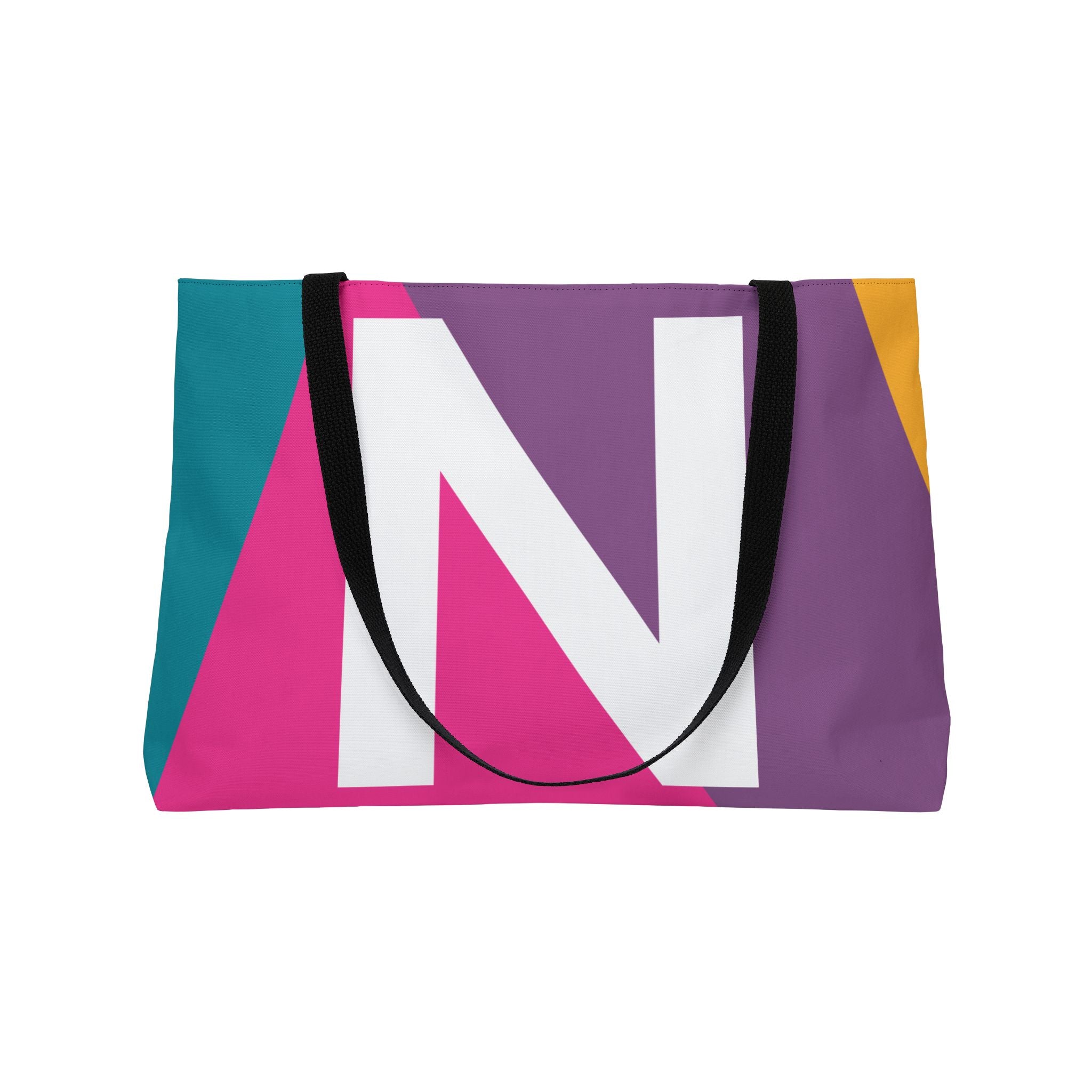 Personalized 'N' Colorblock Tote Bag — Monogram Weekender Tote