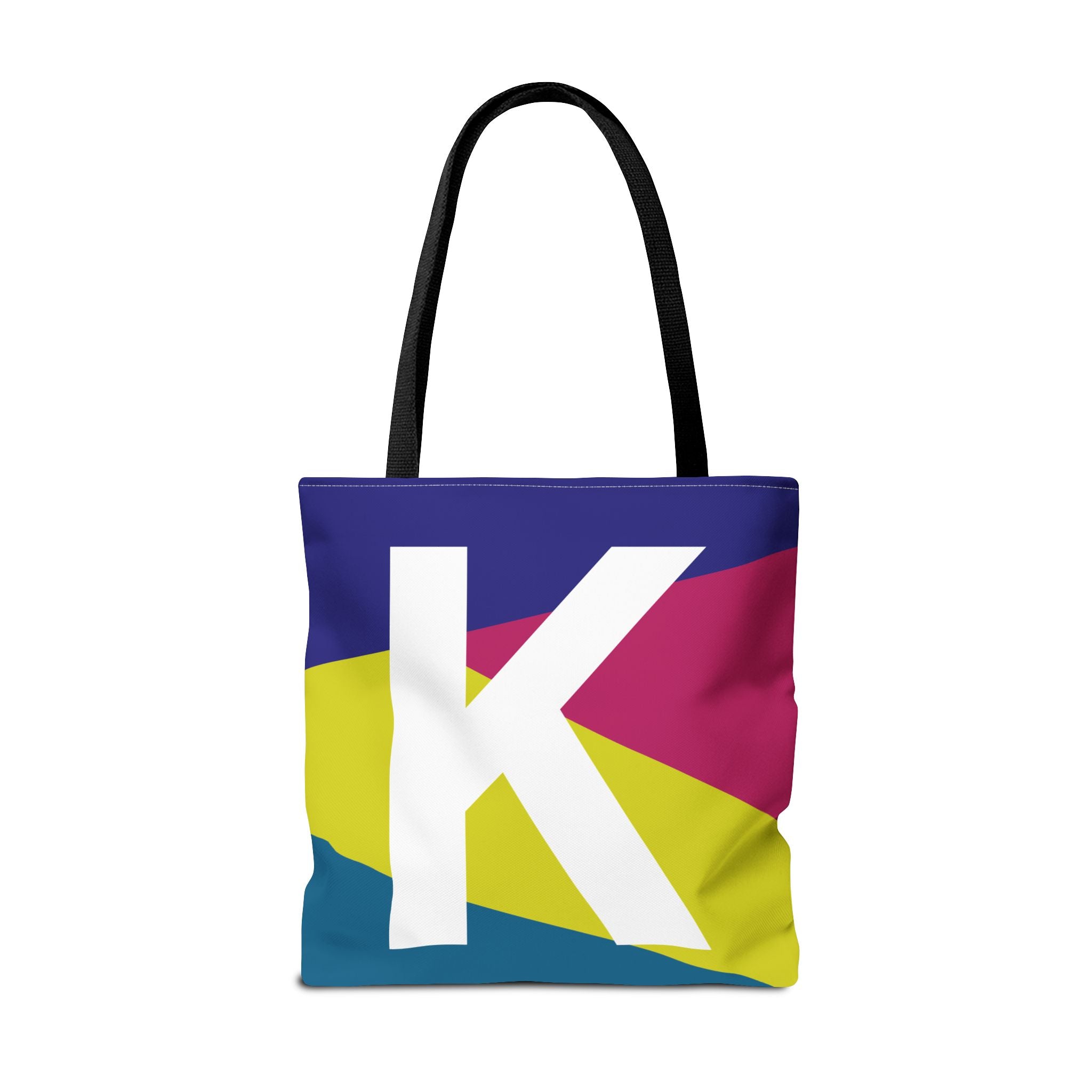 Monogram 'K' Colorblock Tote Bag — Personalized Initial K Shoulder Tote