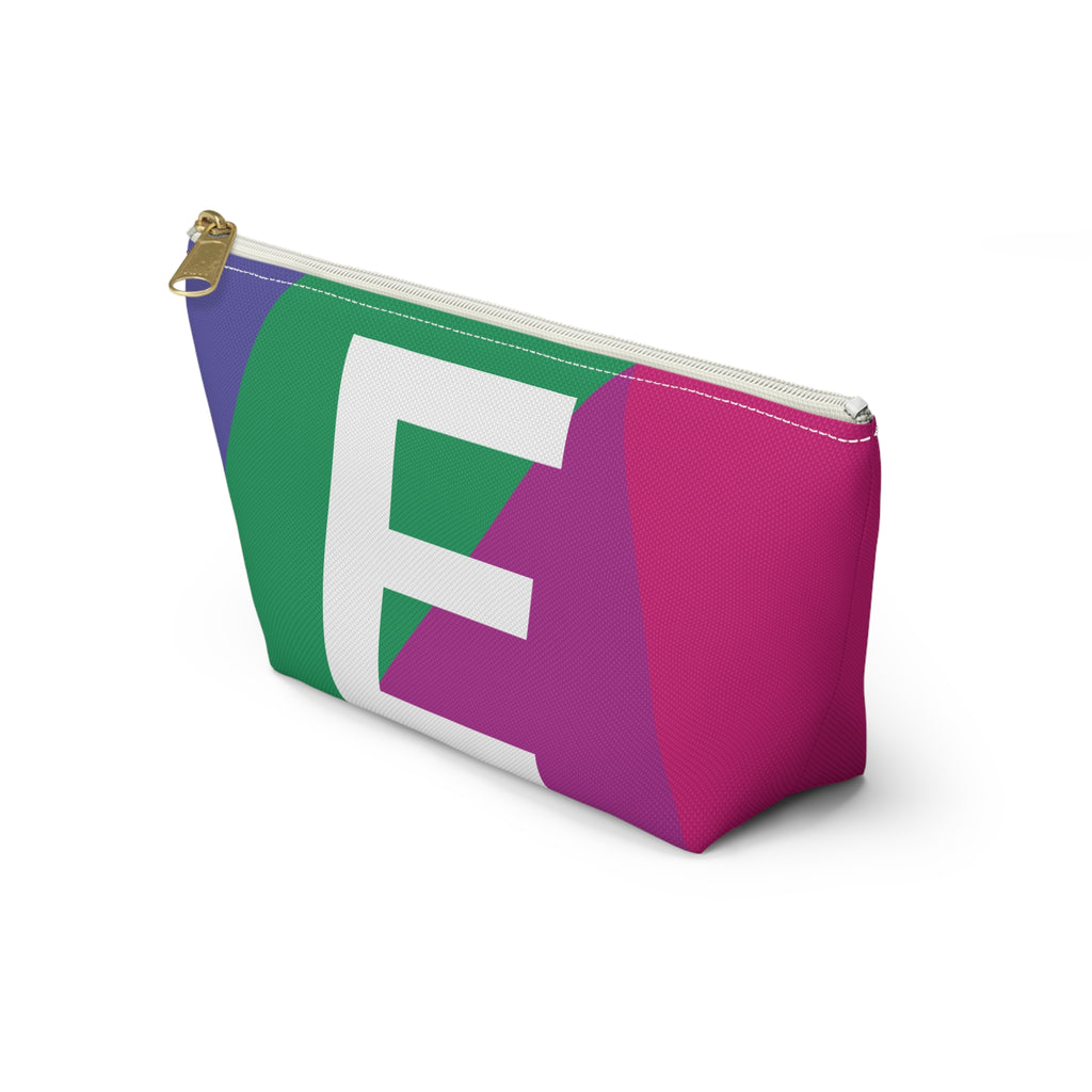 Initials Colorblock Accessory Pouch — Monogram E T-Bottom Cosmetic Bag