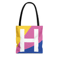 Monogram 'H' Colorblock Tote Bag — Personalized Initial H Shoulder Tote