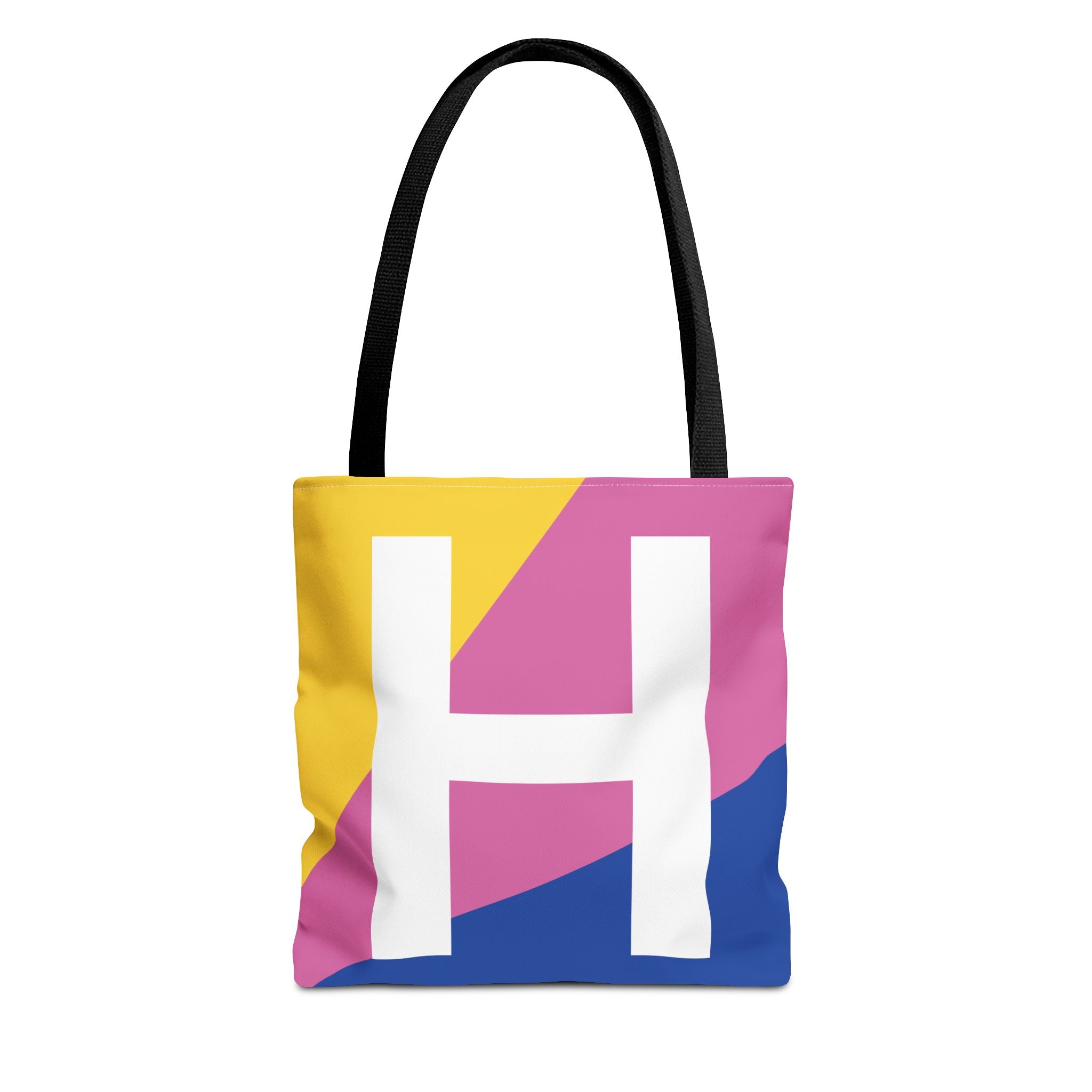 Monogram 'H' Colorblock Tote Bag — Personalized Initial H Shoulder Tote