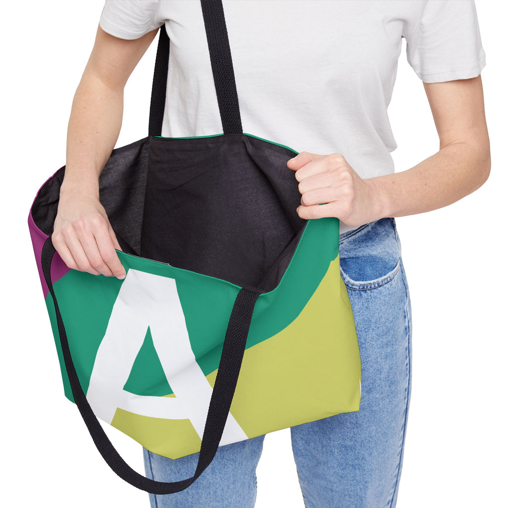 Personalized 'A' Colorblock Tote Bag — Monogram Weekender Tote