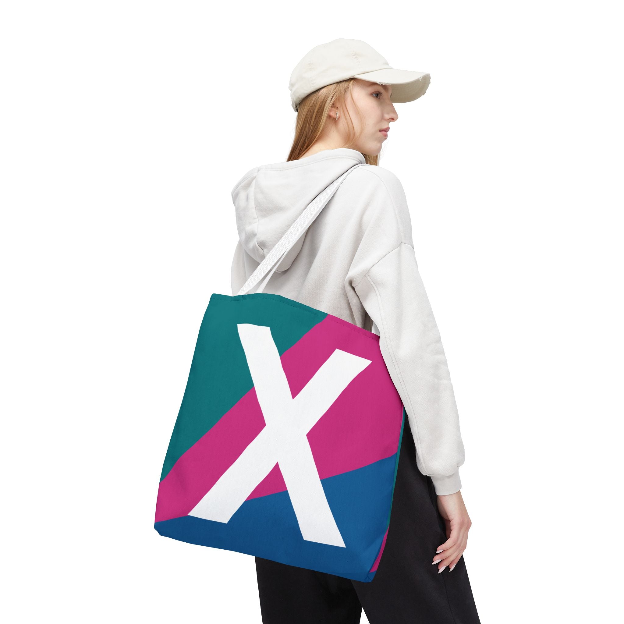 Monogram 'X' Colorblock Tote Bag — Personalized Initial X Shoulder Tote