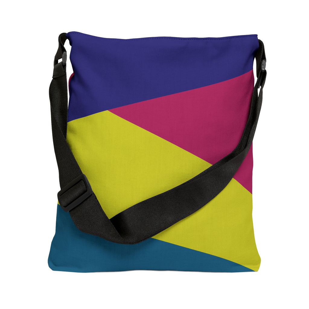 Colorblock Geometric Tote Bag — Adjustable Strap, Bright Abstract Pattern
