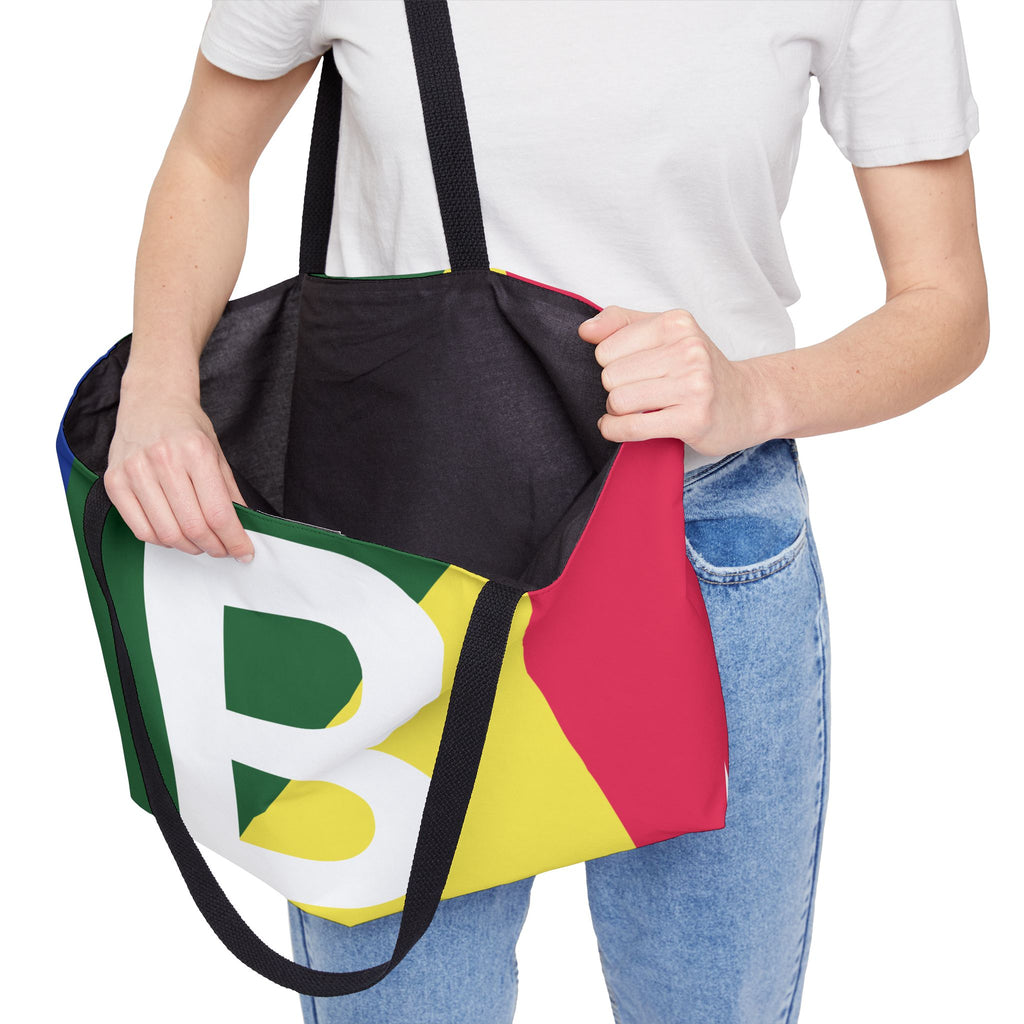 Personalized 'B' Colorblock Tote Bag — Monogram Weekender Tote