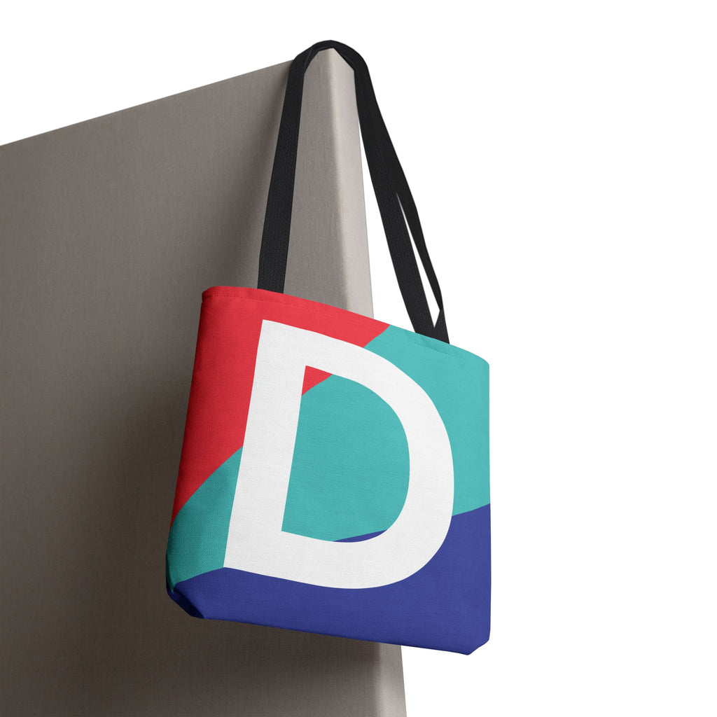 Monogram 'D' Colorblock Tote Bag — Personalized Initial D Shoulder Tote