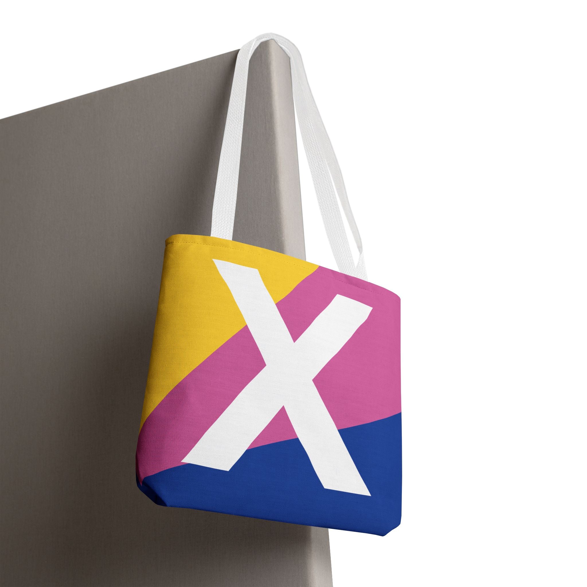 Monogram 'X' Colorblock Tote Bag — Personalized Initial X Shoulder Tote