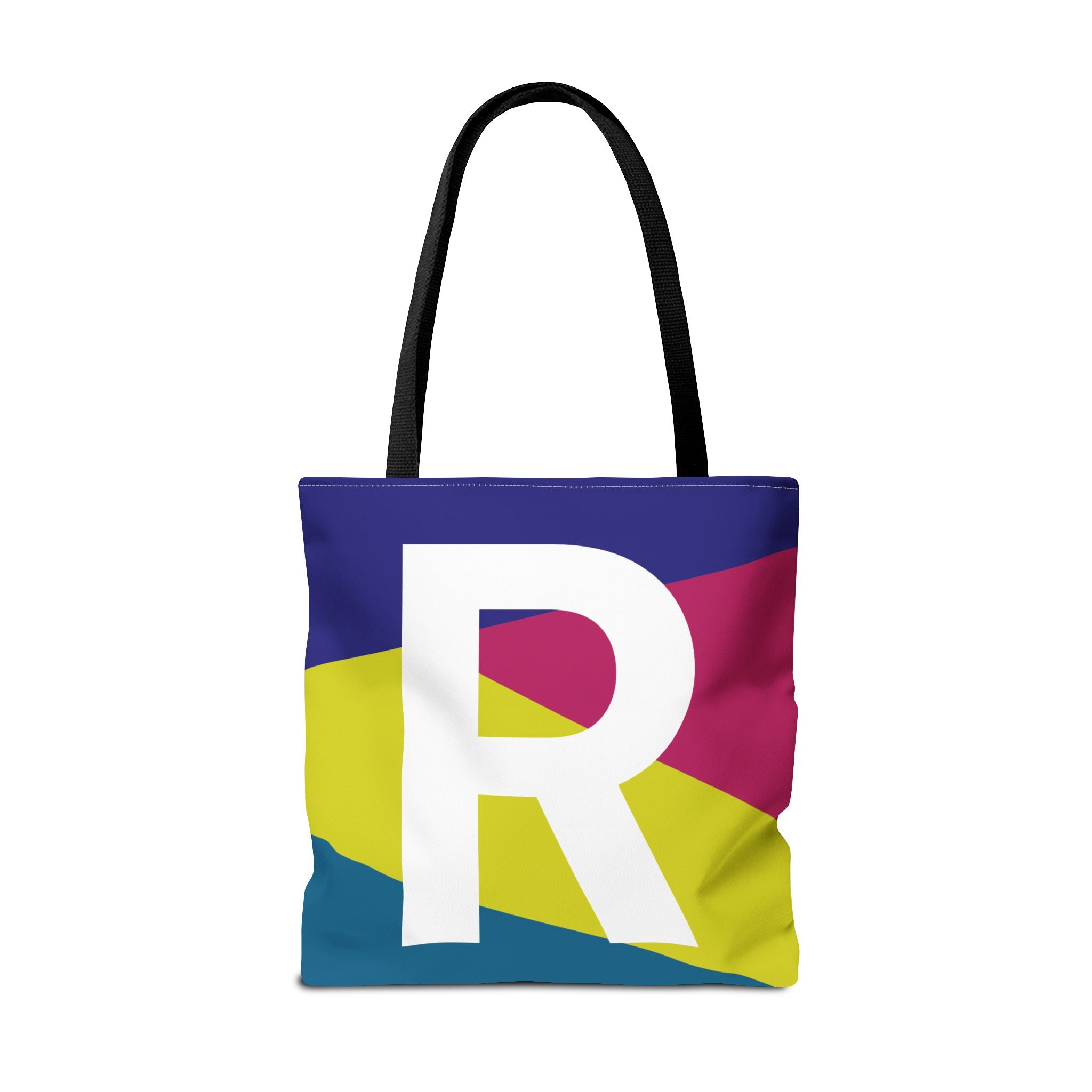 Monogram 'R' Colorblock Tote Bag — Personalized Initial R Shoulder Tote