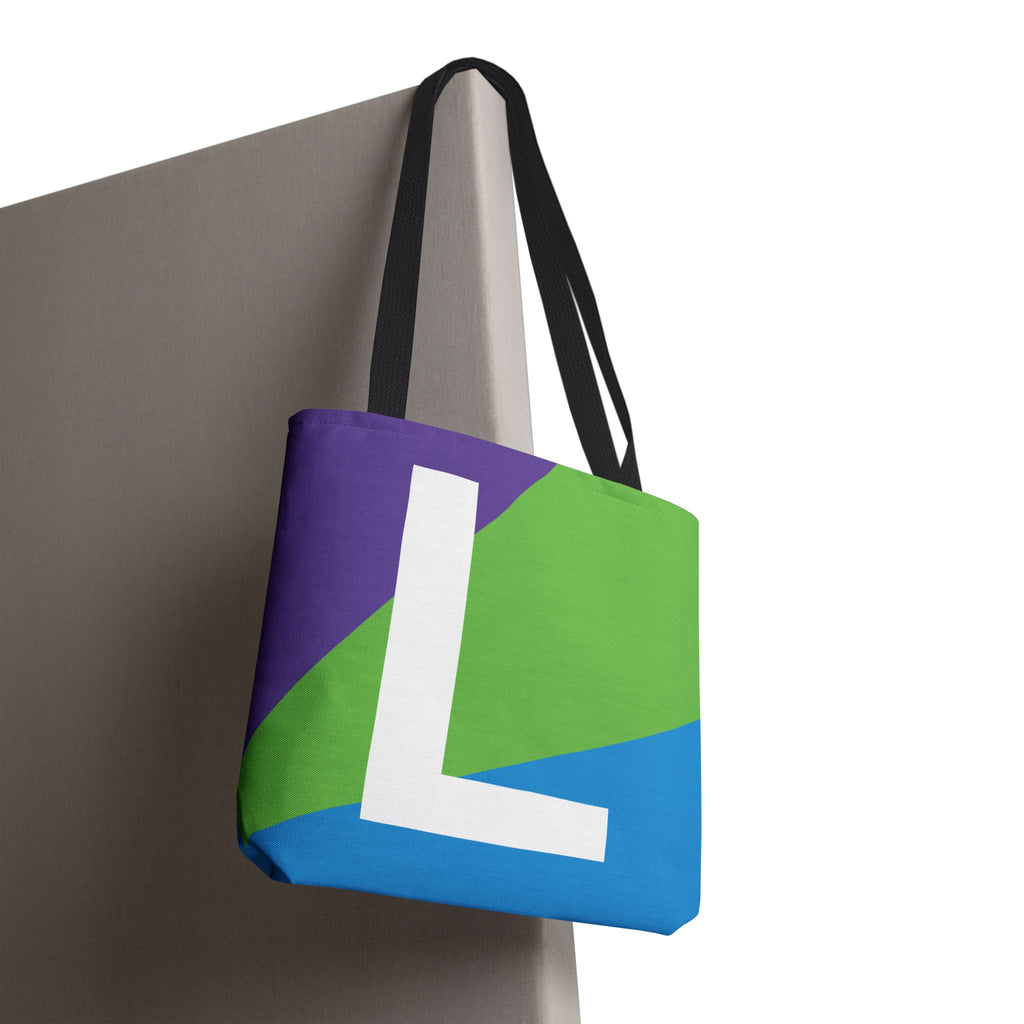 Monogram 'L' Colorblock Tote Bag — Personalized Initial L Shoulder Tote