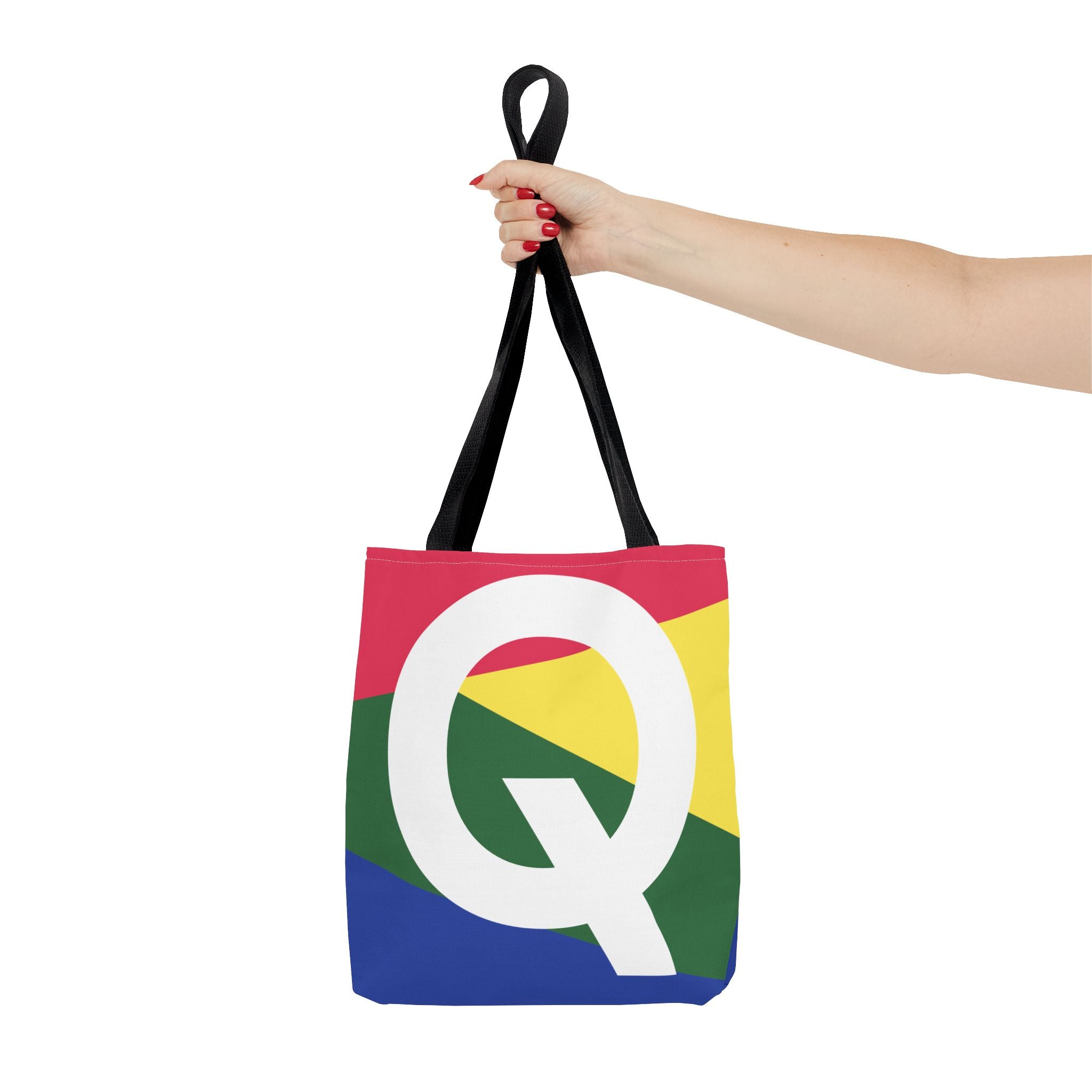 Monogram 'Q' Colorblock Tote Bag — Personalized Initial Q Shoulder Tote