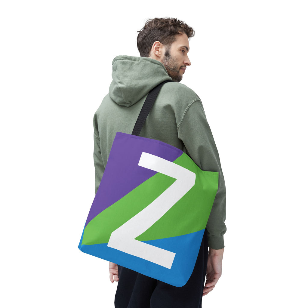 Monogram 'Z' Colorblock Tote Bag — Personalized Initial Z Shoulder Tote